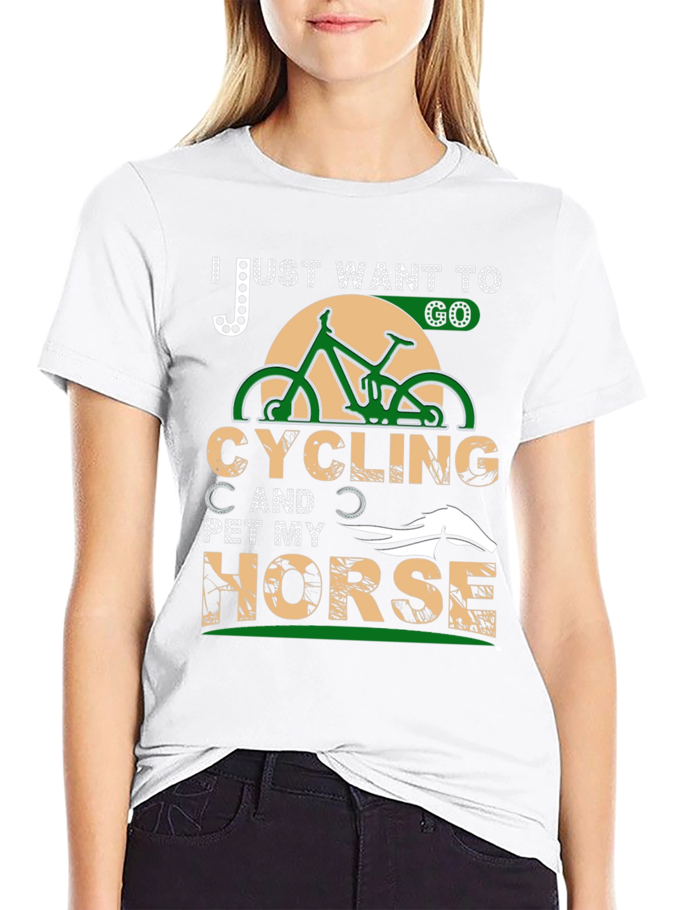 Cycling & Horse Petting T-Shirt - Hobby Tee