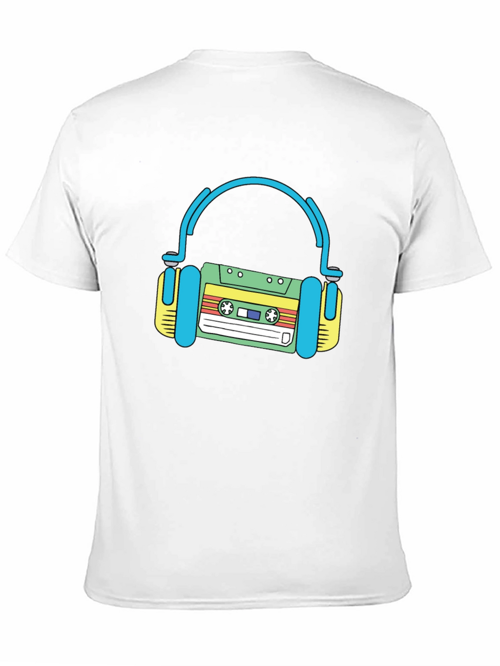 Retro Cassette Tape Headphones Black T-Shirt