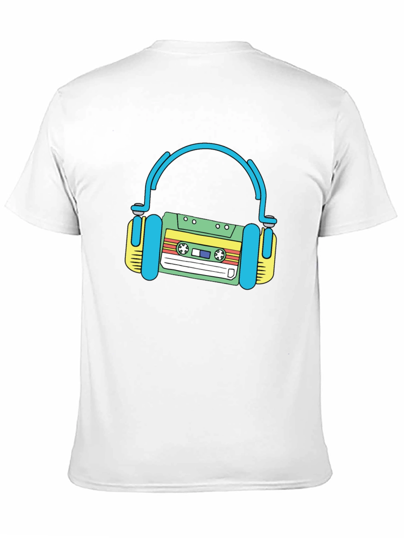 Retro Cassette Tape Headphones Black T-Shirt