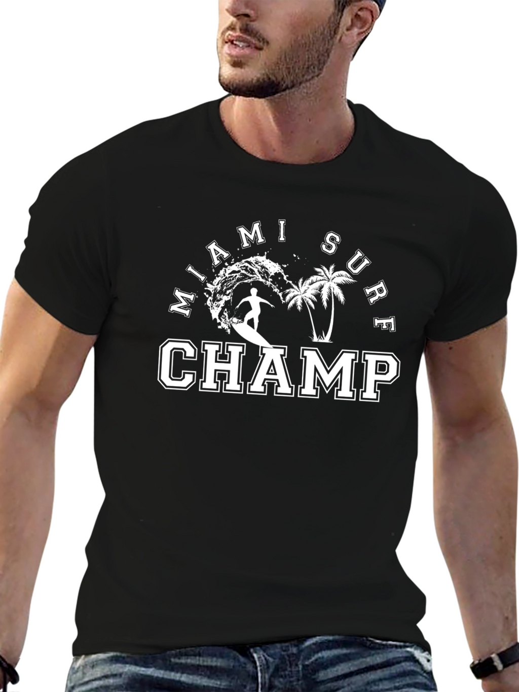 Miami Surf Champ Graphic Tee - Black
