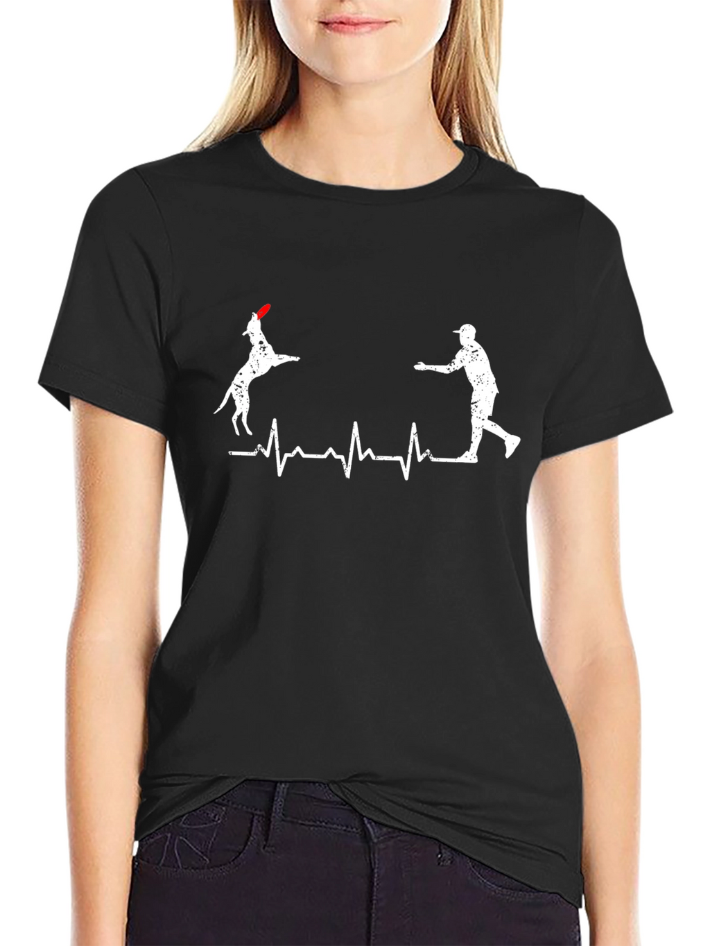 Dog Frisbee Heartbeat Graphic Tee