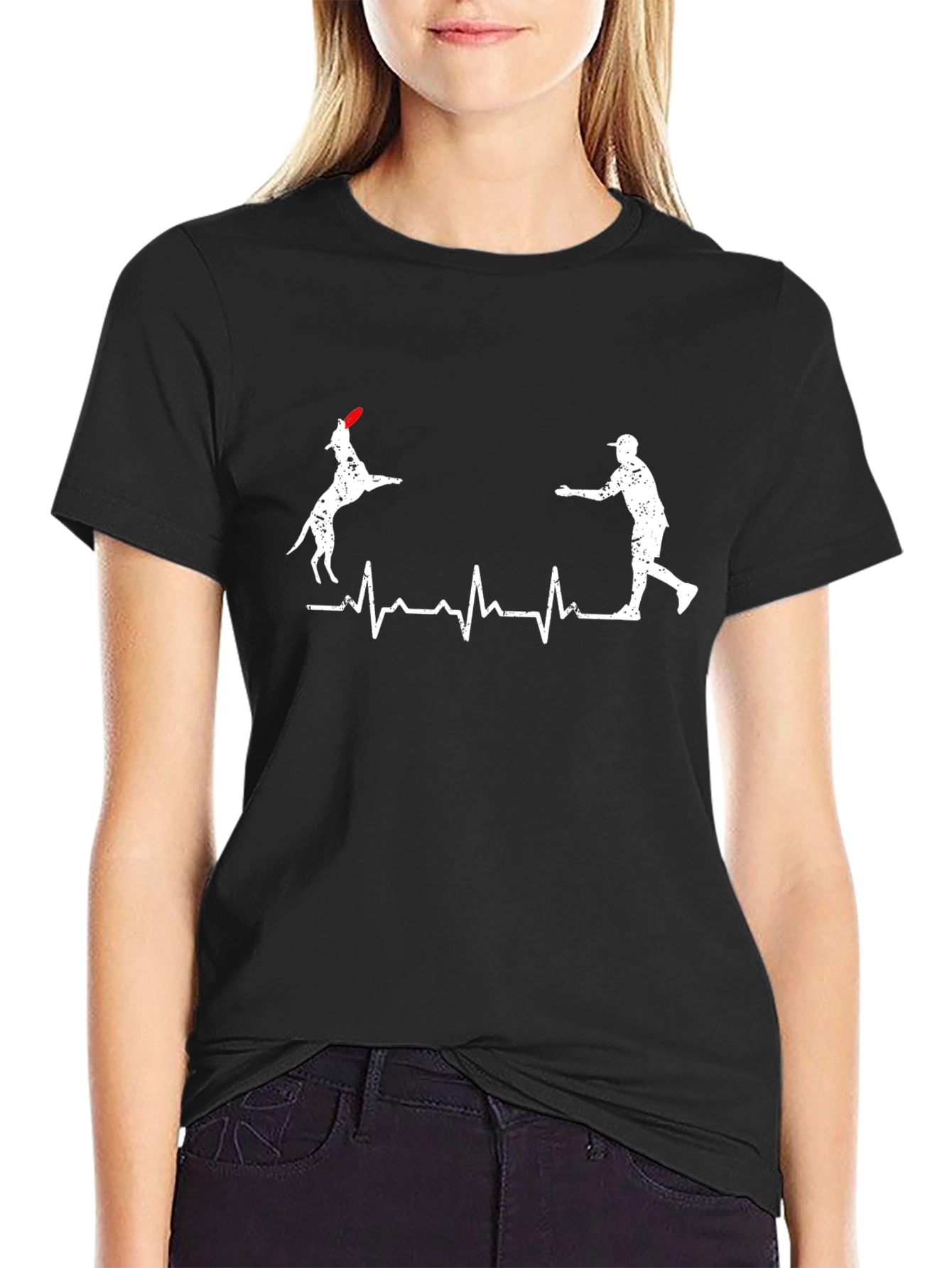 Dog Frisbee Heartbeat Graphic Tee