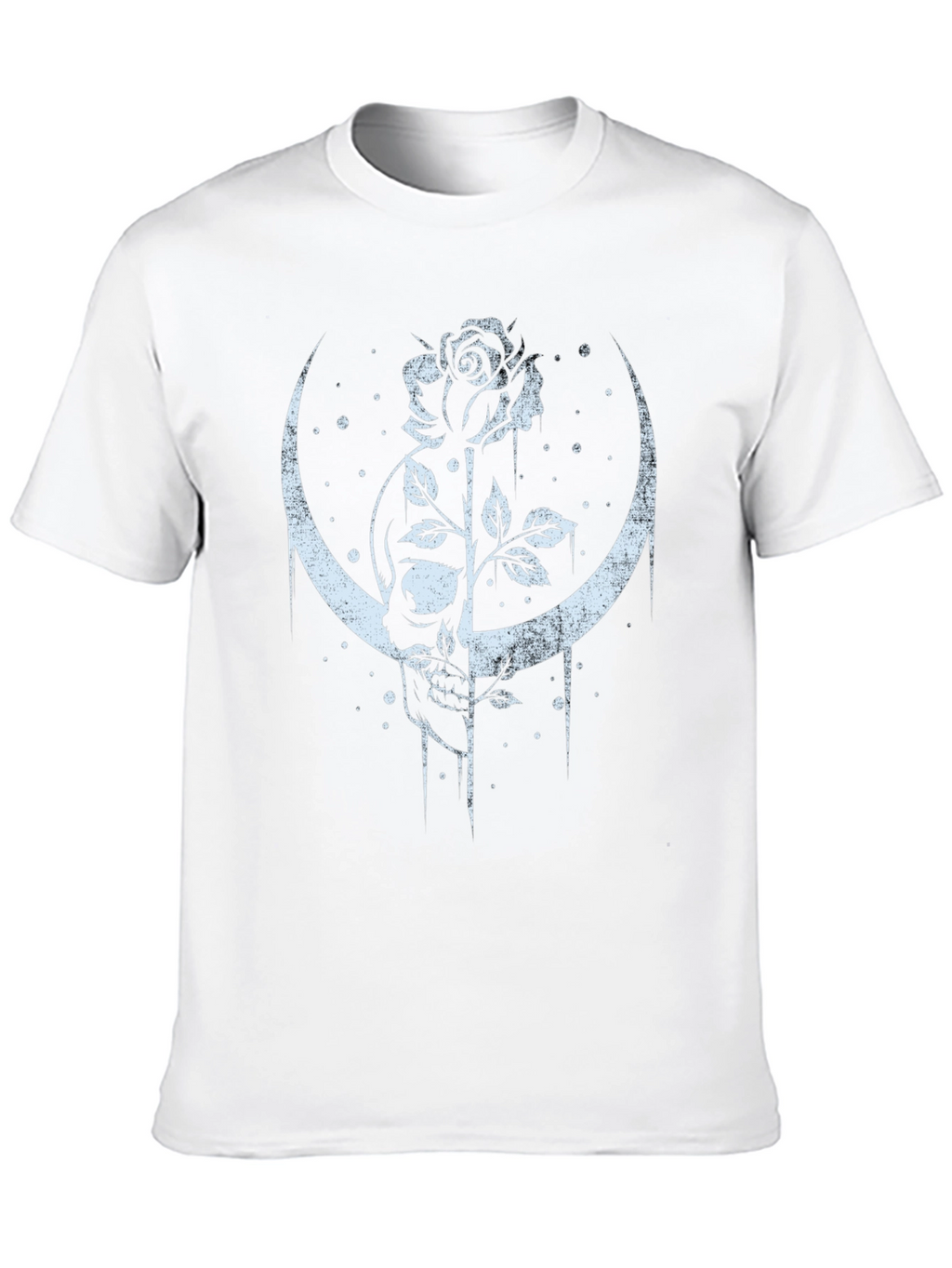 Skull and Rose Graphic Tee - Crescent Moon Design