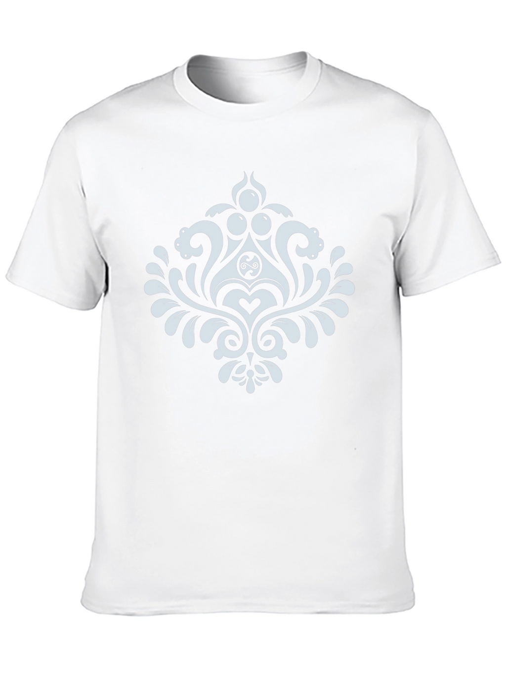 Elegant Black T-Shirt with White Damask Design