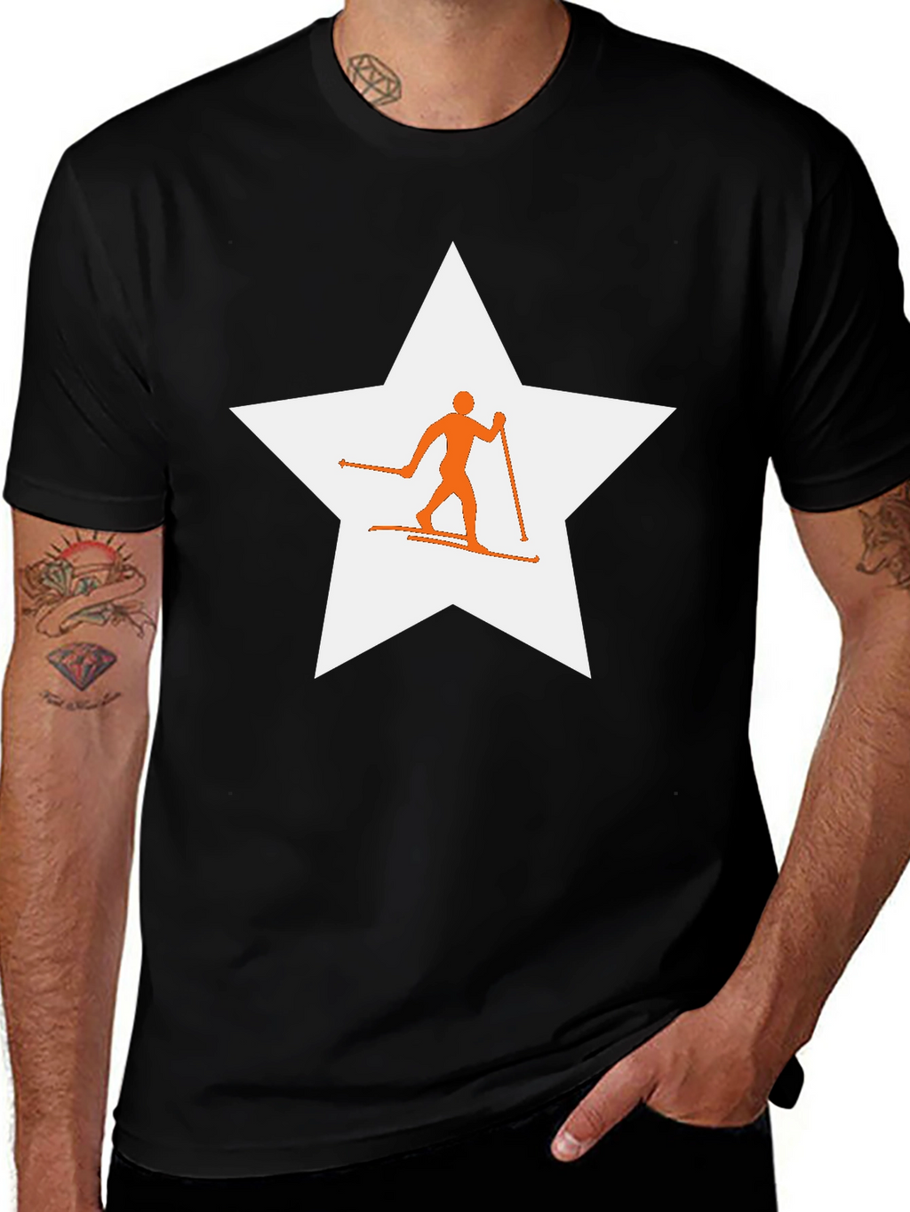 Ski Star Graphic Tee - Black Cotton Blend