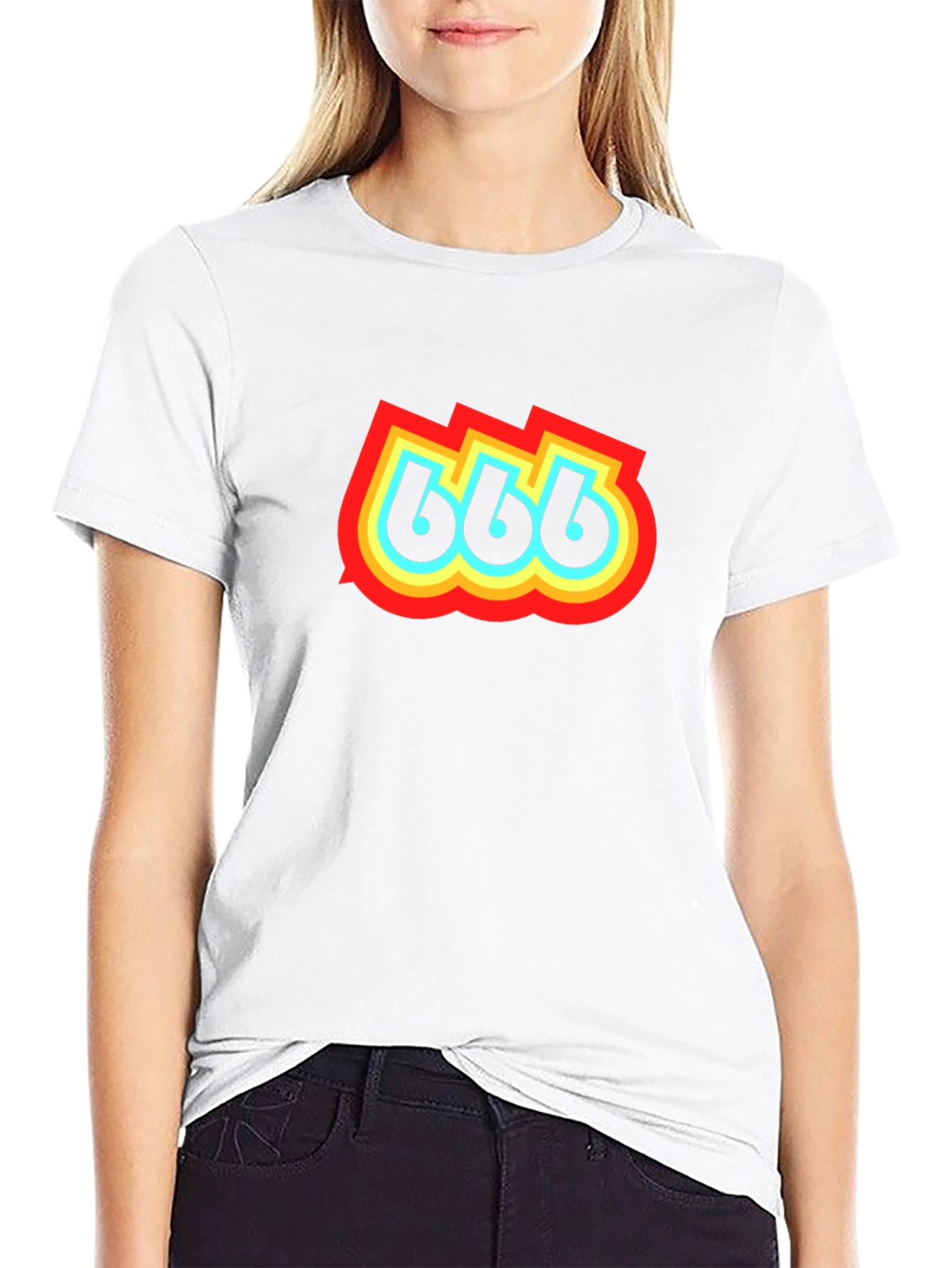 Retro 666 Graphic Print Black T-Shirt