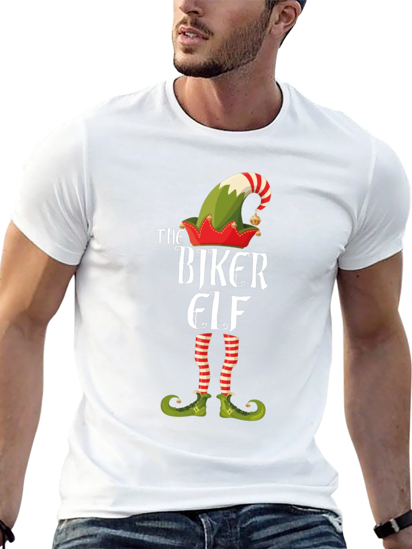The Biker Elf T-Shirt - Holiday Novelty Tee