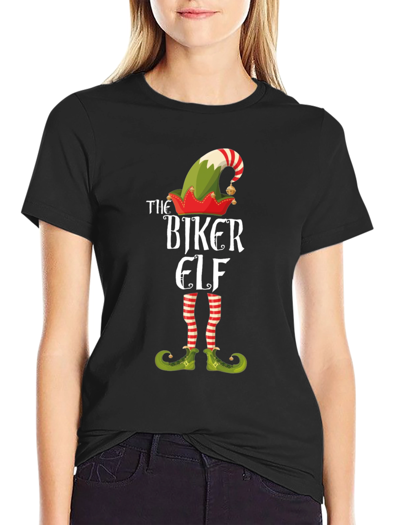 The Biker Elf T-Shirt - Holiday Novelty Tee