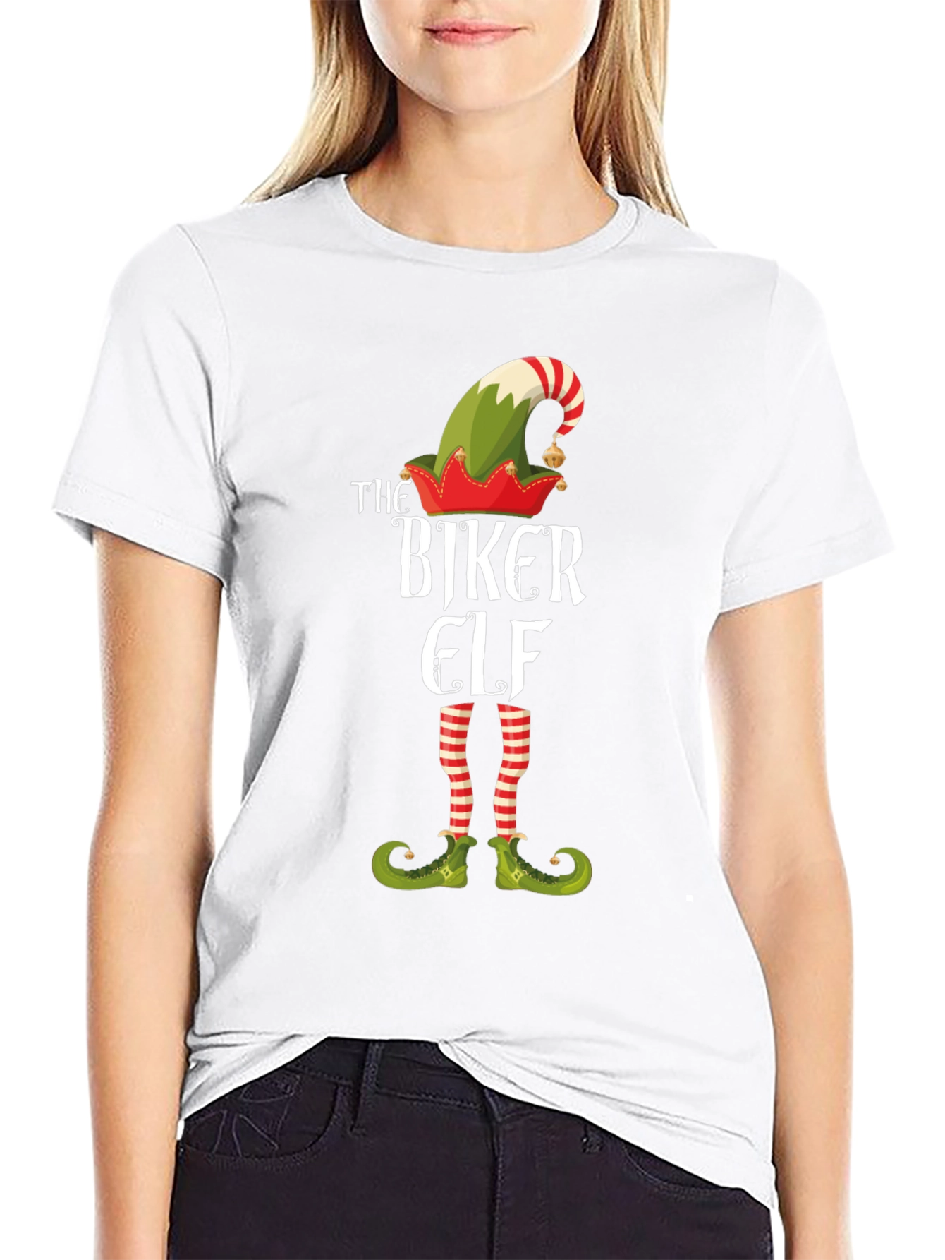 The Biker Elf T-Shirt - Holiday Novelty Tee