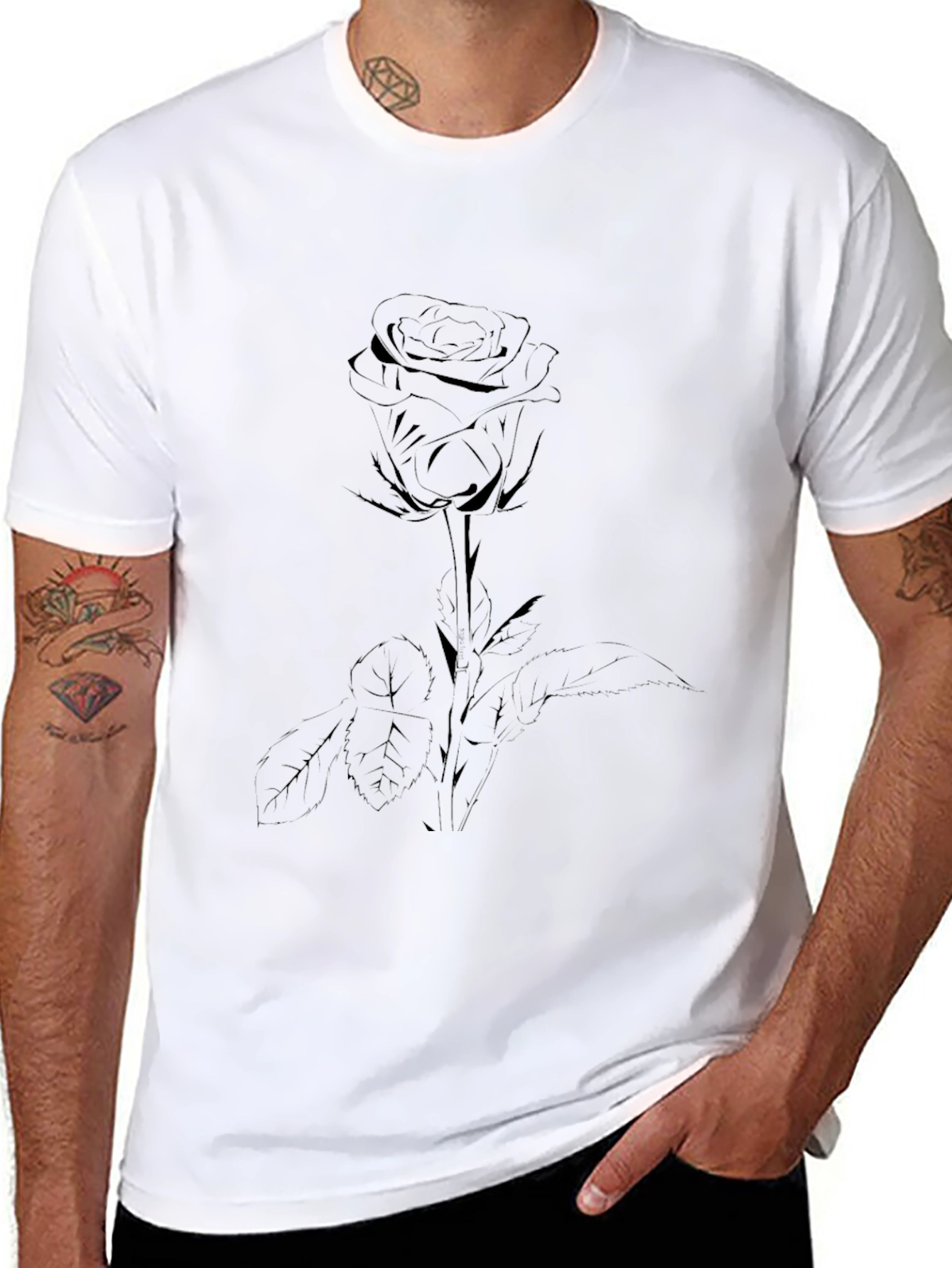 Black Rose Graphic Tee - Modern Floral T-Shirt
