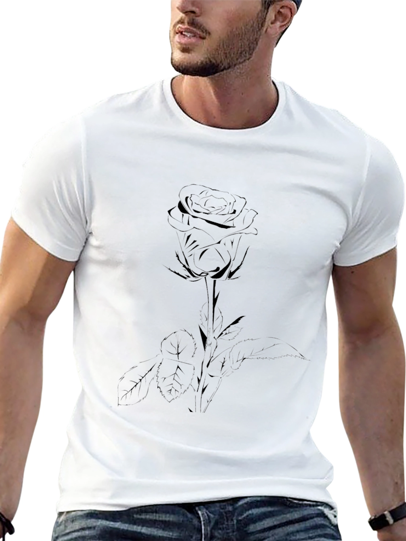 Black Rose Graphic Tee - Modern Floral T-Shirt