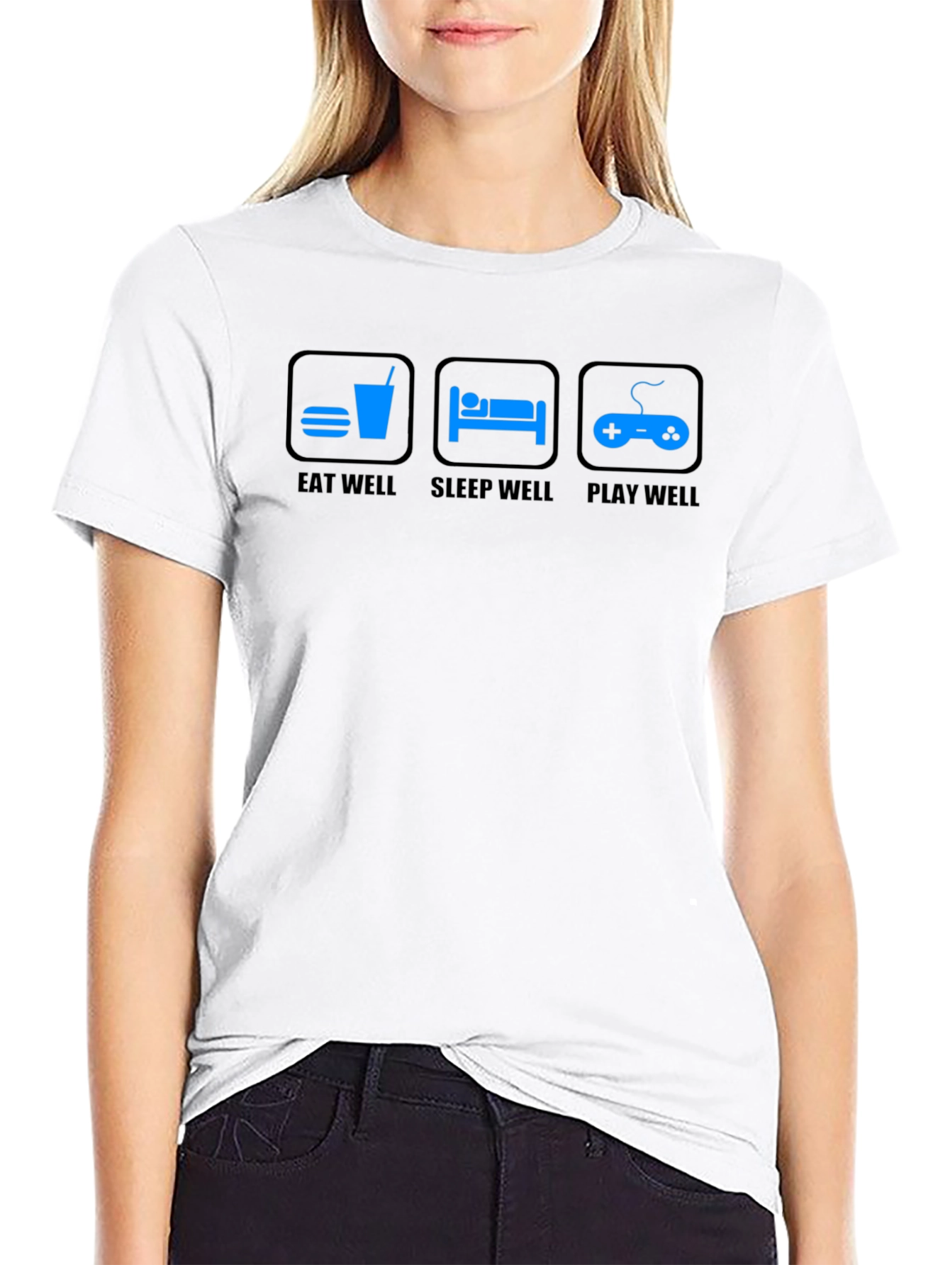 Eat Sleep Play Well Black Graphic Tee