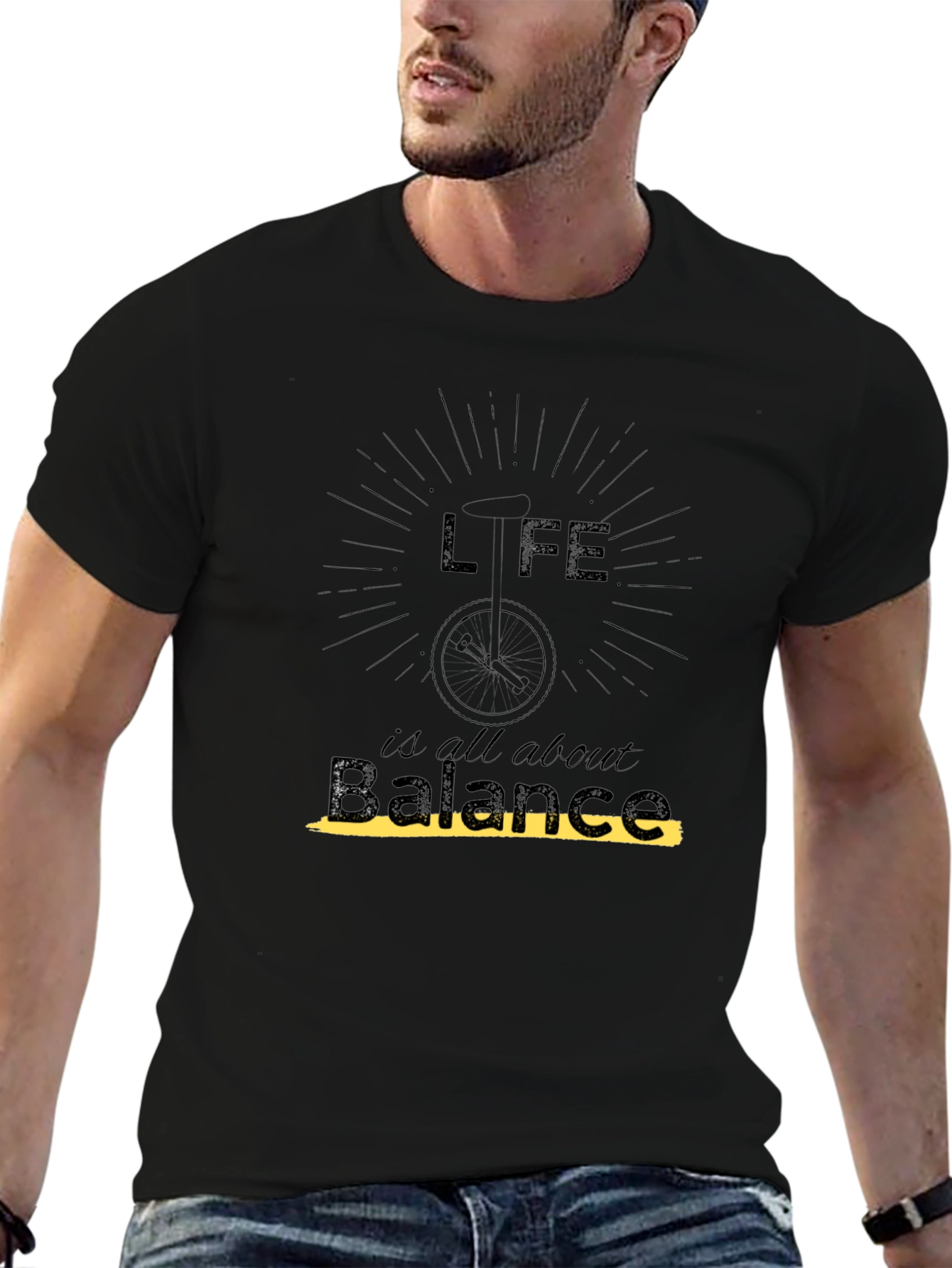 Life is Balance Graphic Black T-Shirt