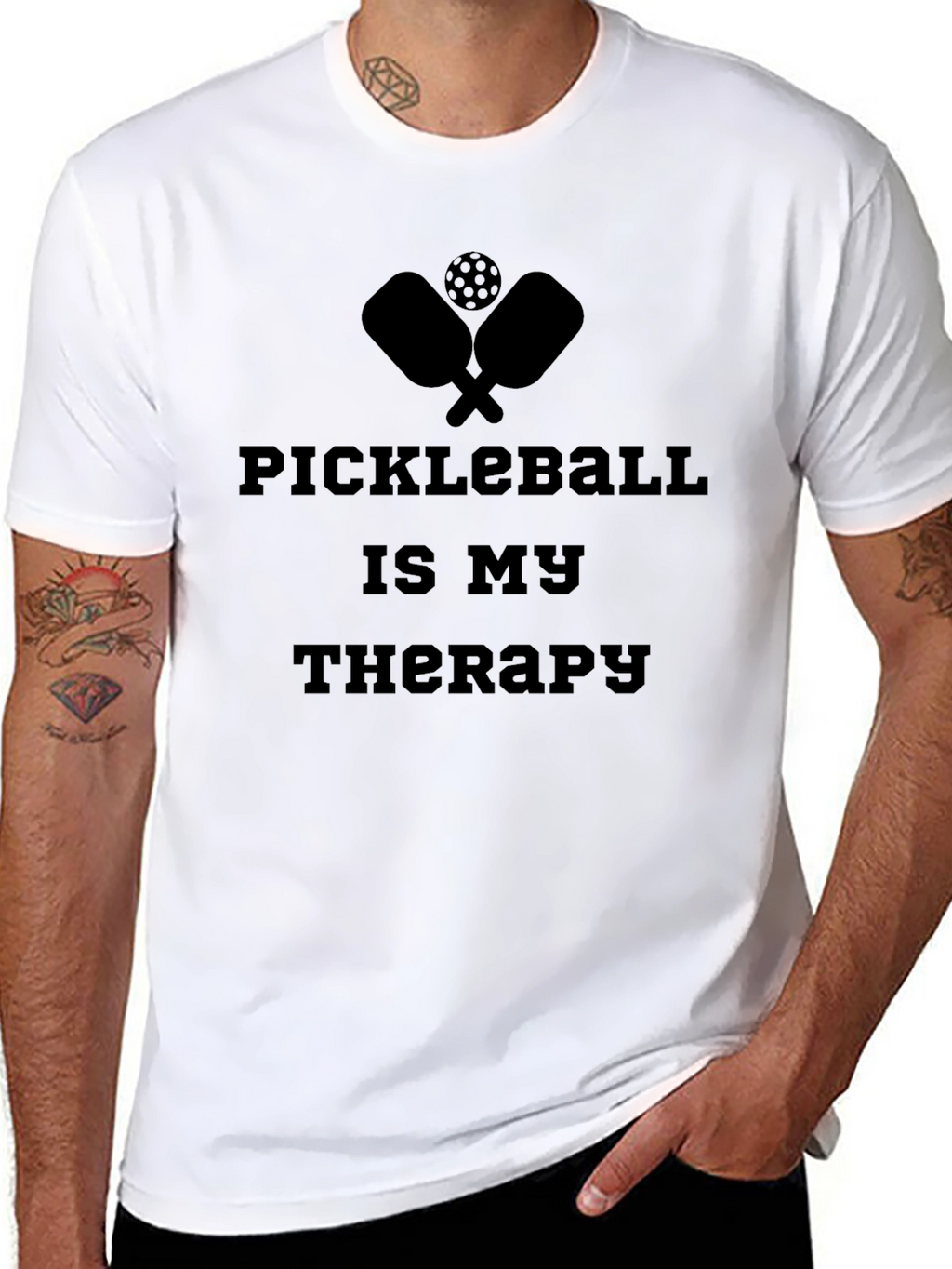 Pickleball Therapy T-Shirt - Black Sporty Tee