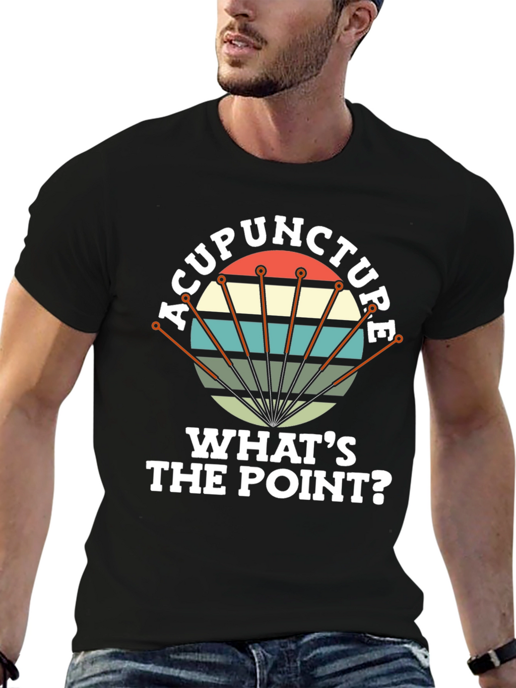 Acupuncture: Whats the Point? Mens Black T-Shirt