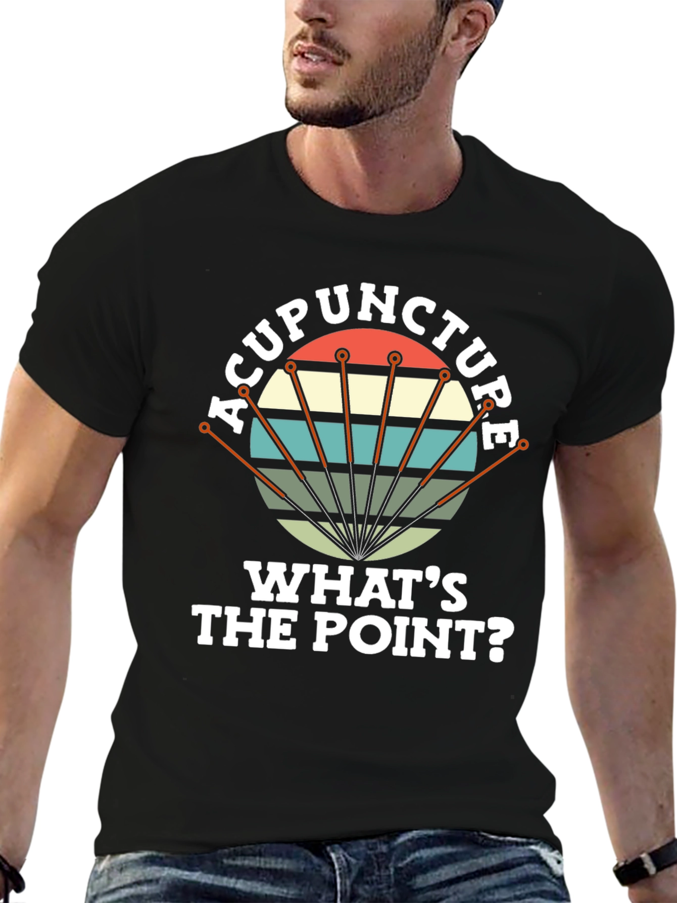 Acupuncture: Whats the Point? Mens Black T-Shirt