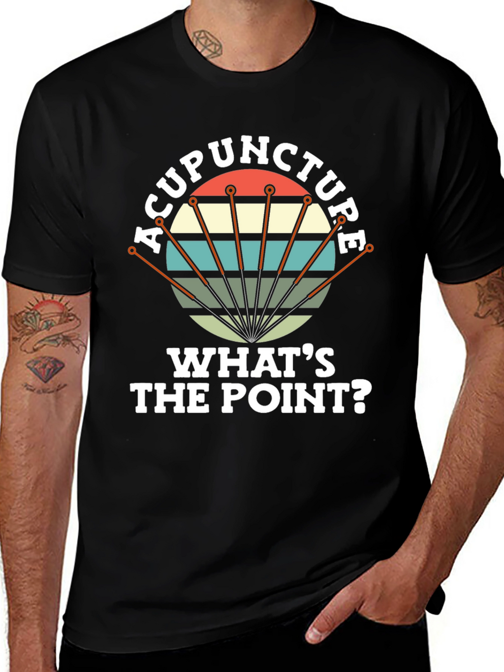Acupuncture: Whats the Point? Mens Black T-Shirt