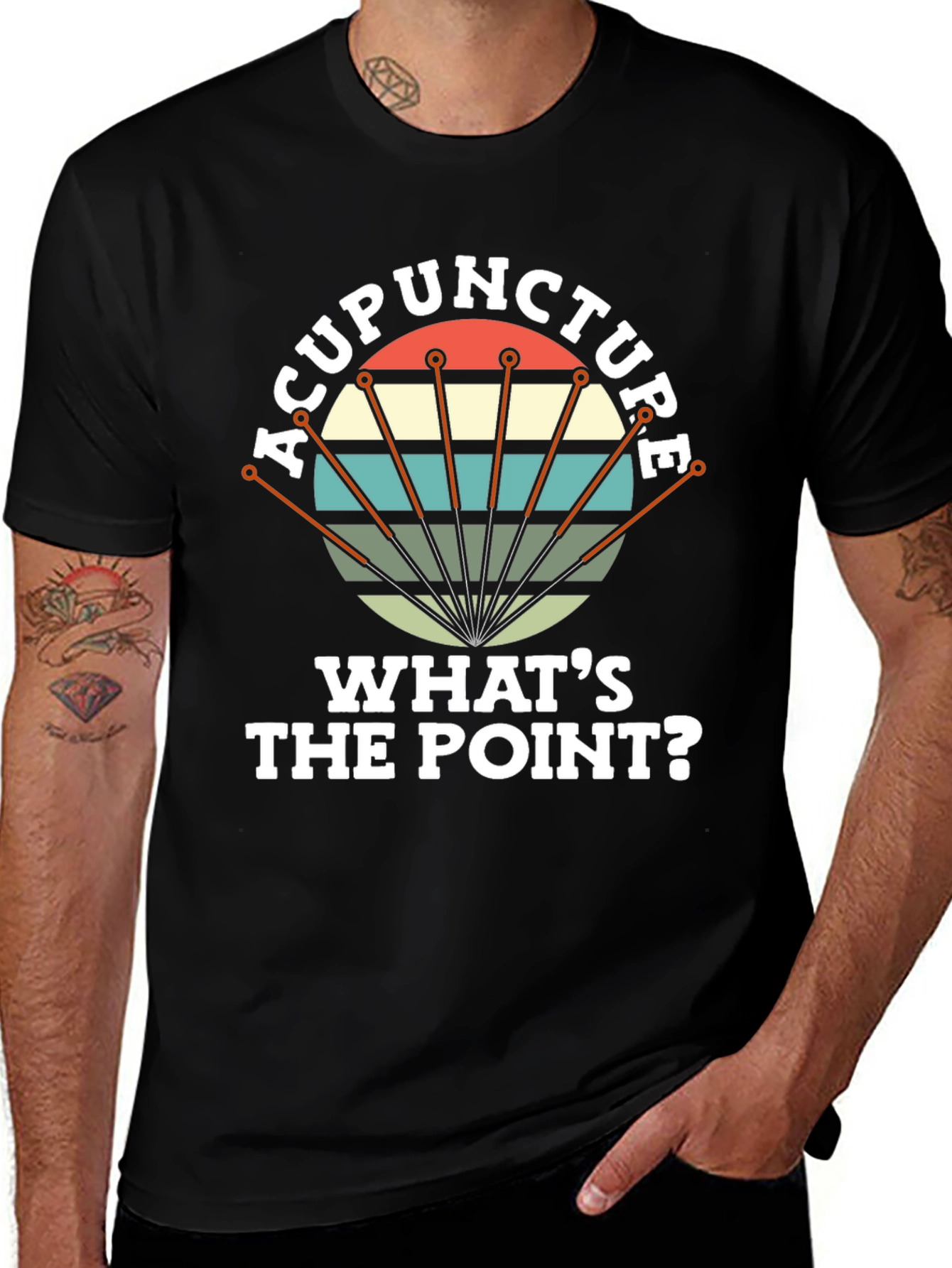 Acupuncture: Whats the Point? Mens Black T-Shirt