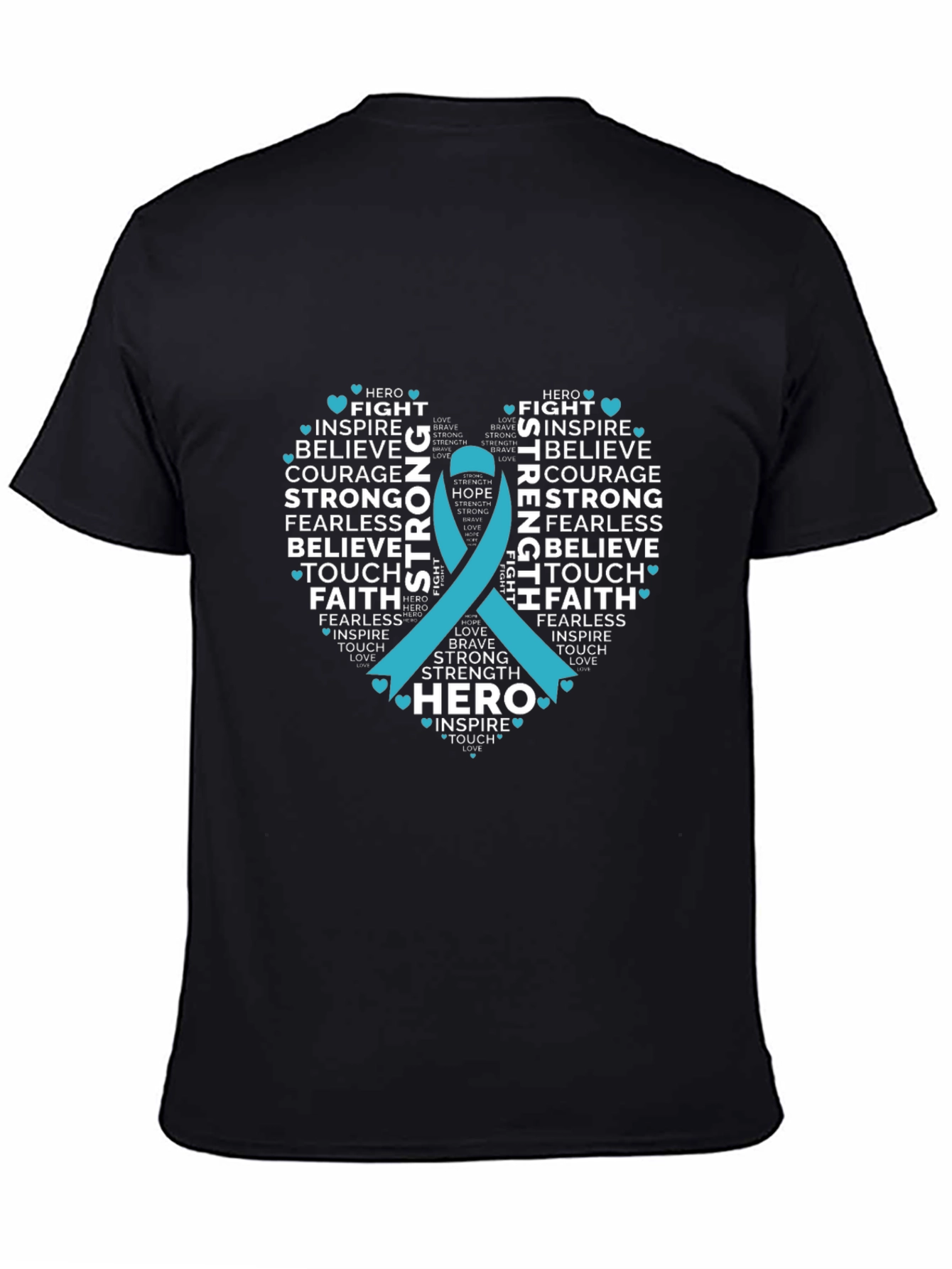 Inspirational Teal Ribbon Heart T-Shirt