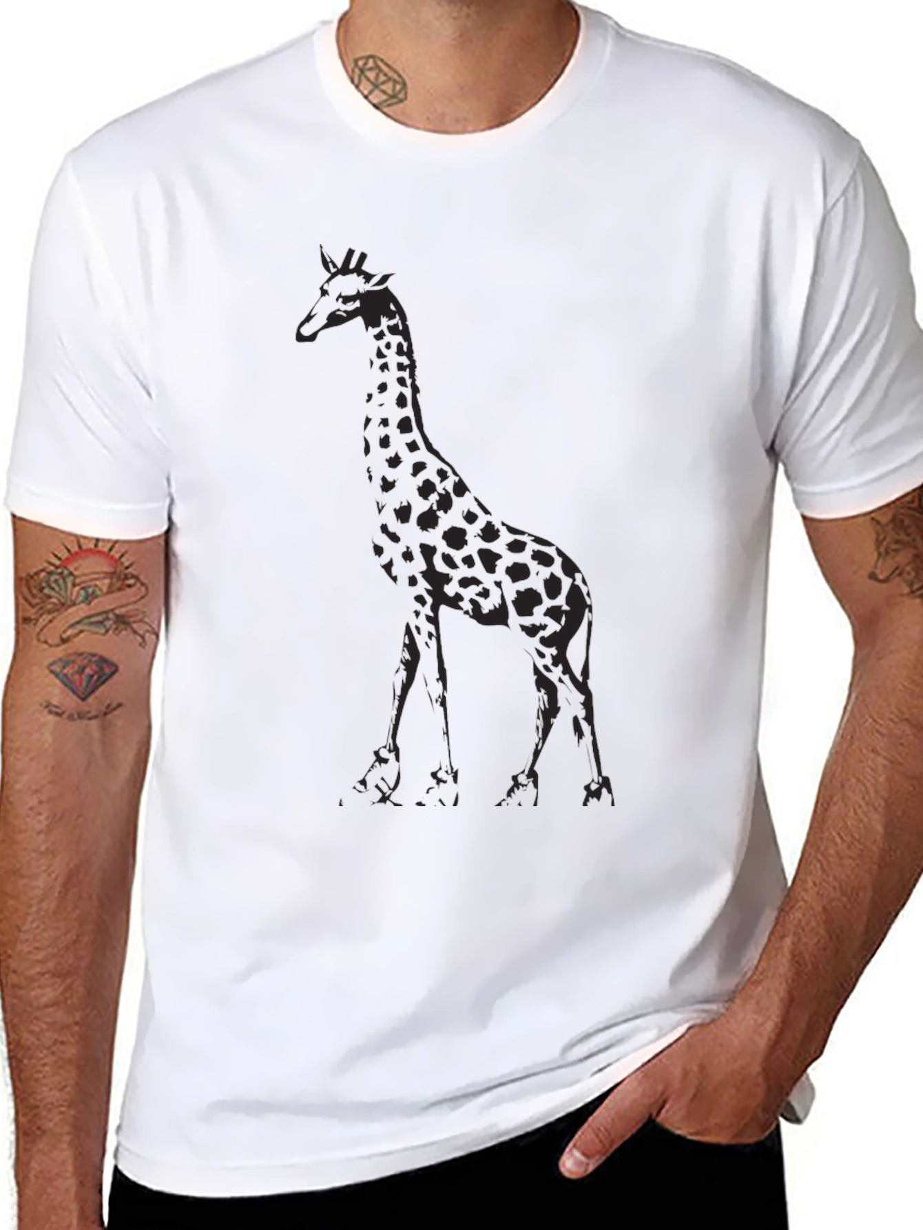 Giraffe Print Black T-Shirt