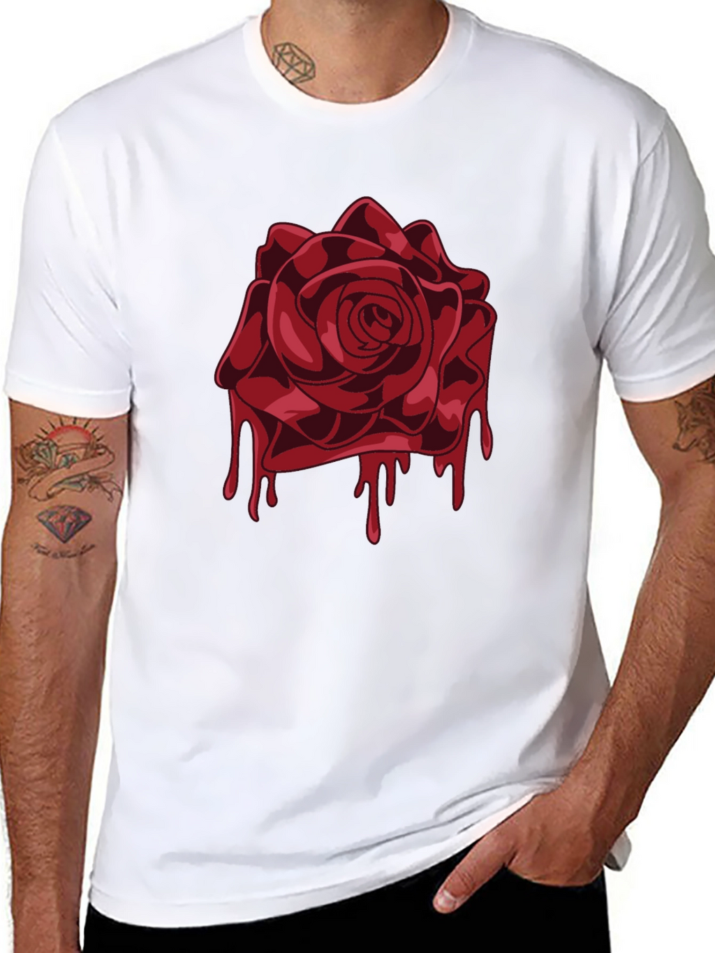Bleeding Rose Graphic Tee - Mens Black T-Shirt