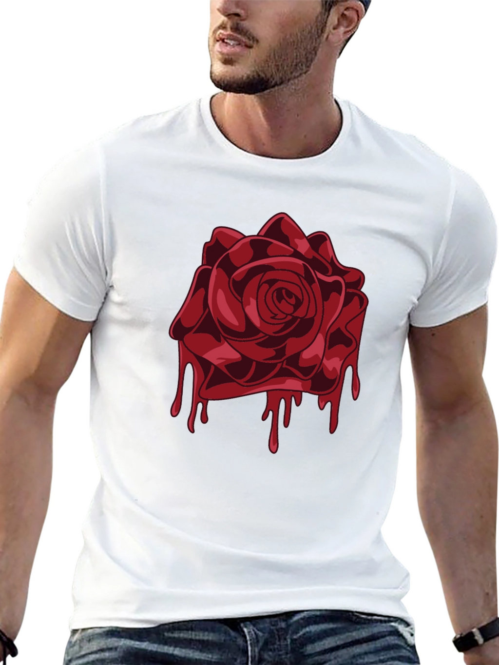 Bleeding Rose Graphic Tee - Mens Black T-Shirt