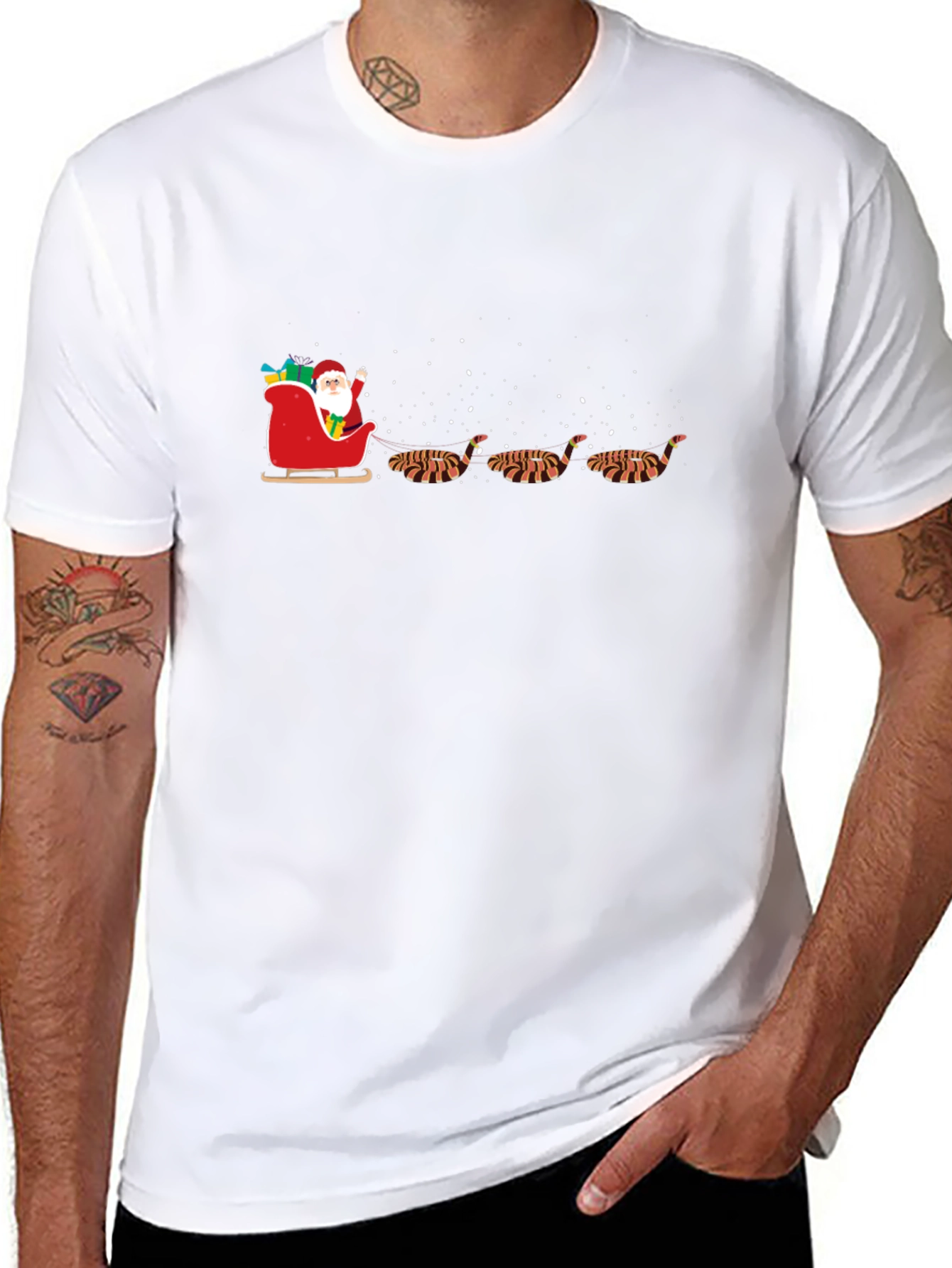 Santas Sleigh Pulled by Tiger T-Shirt