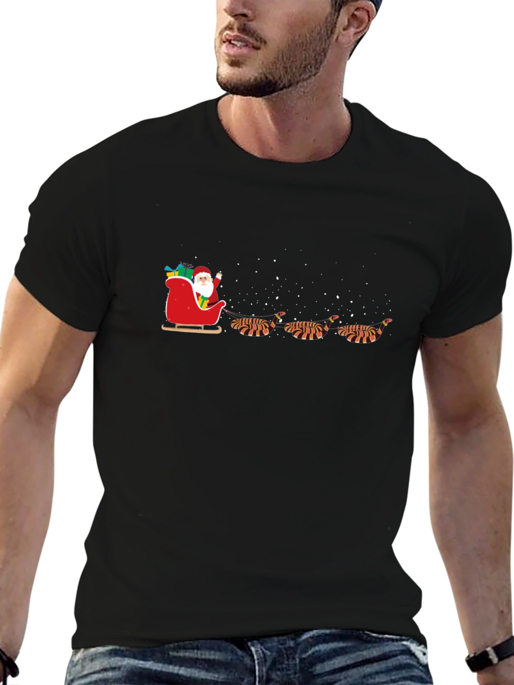 Santas Sleigh Pulled by Tiger T-Shirt