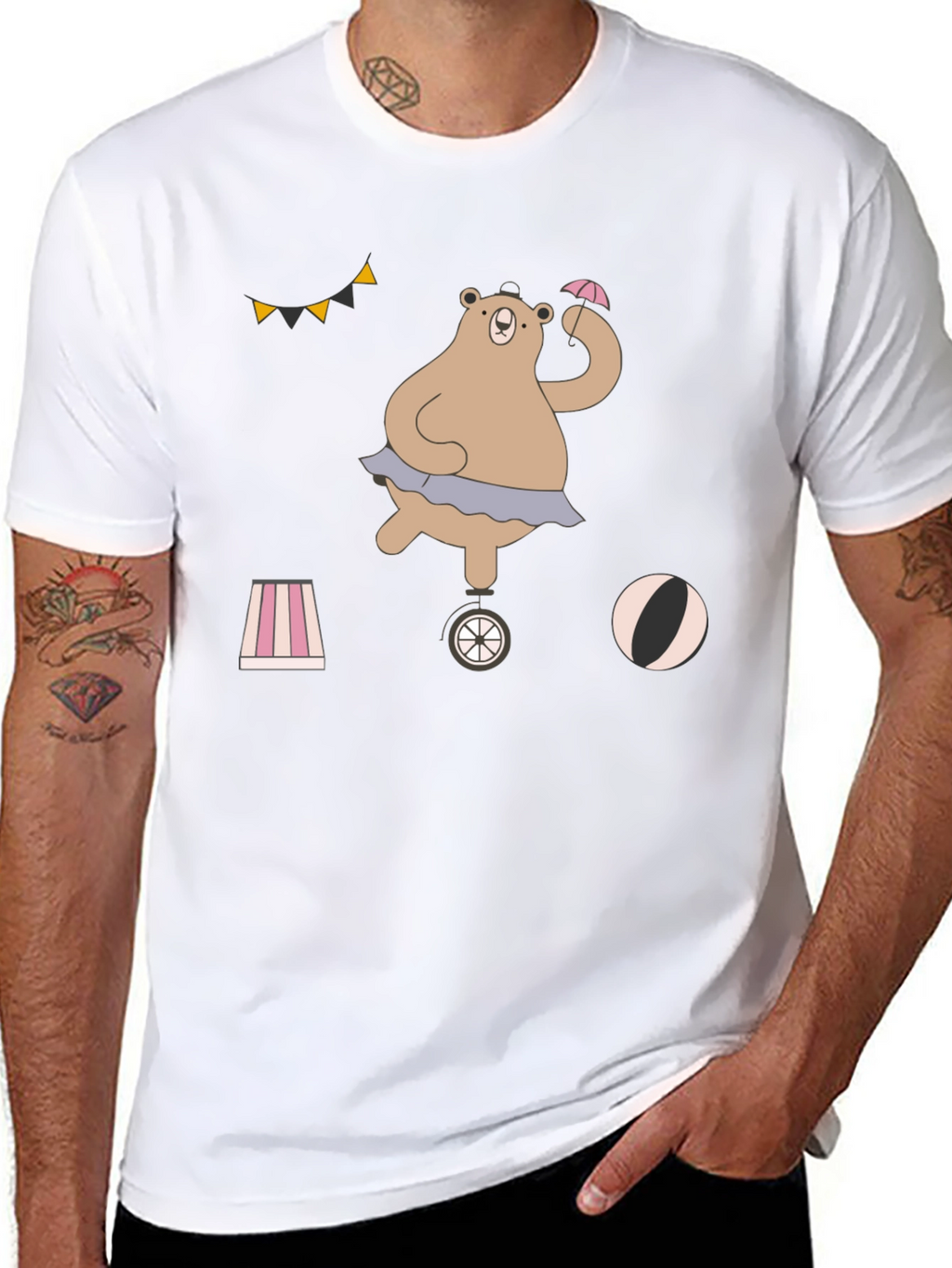Circus Bear Graphic Tee - Unisex Cotton T-Shirt