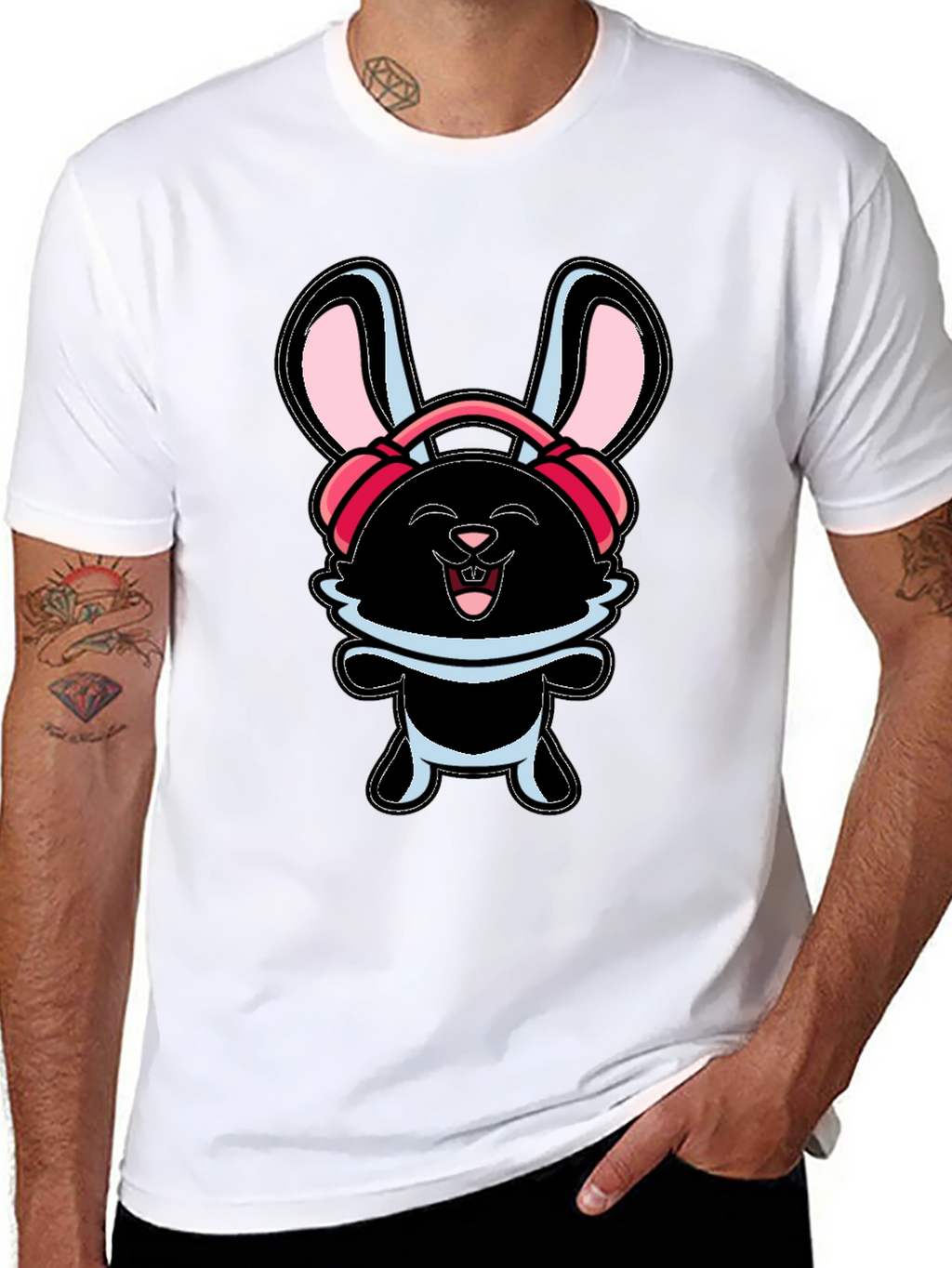 Funky Bunny Graphic Tee - Black