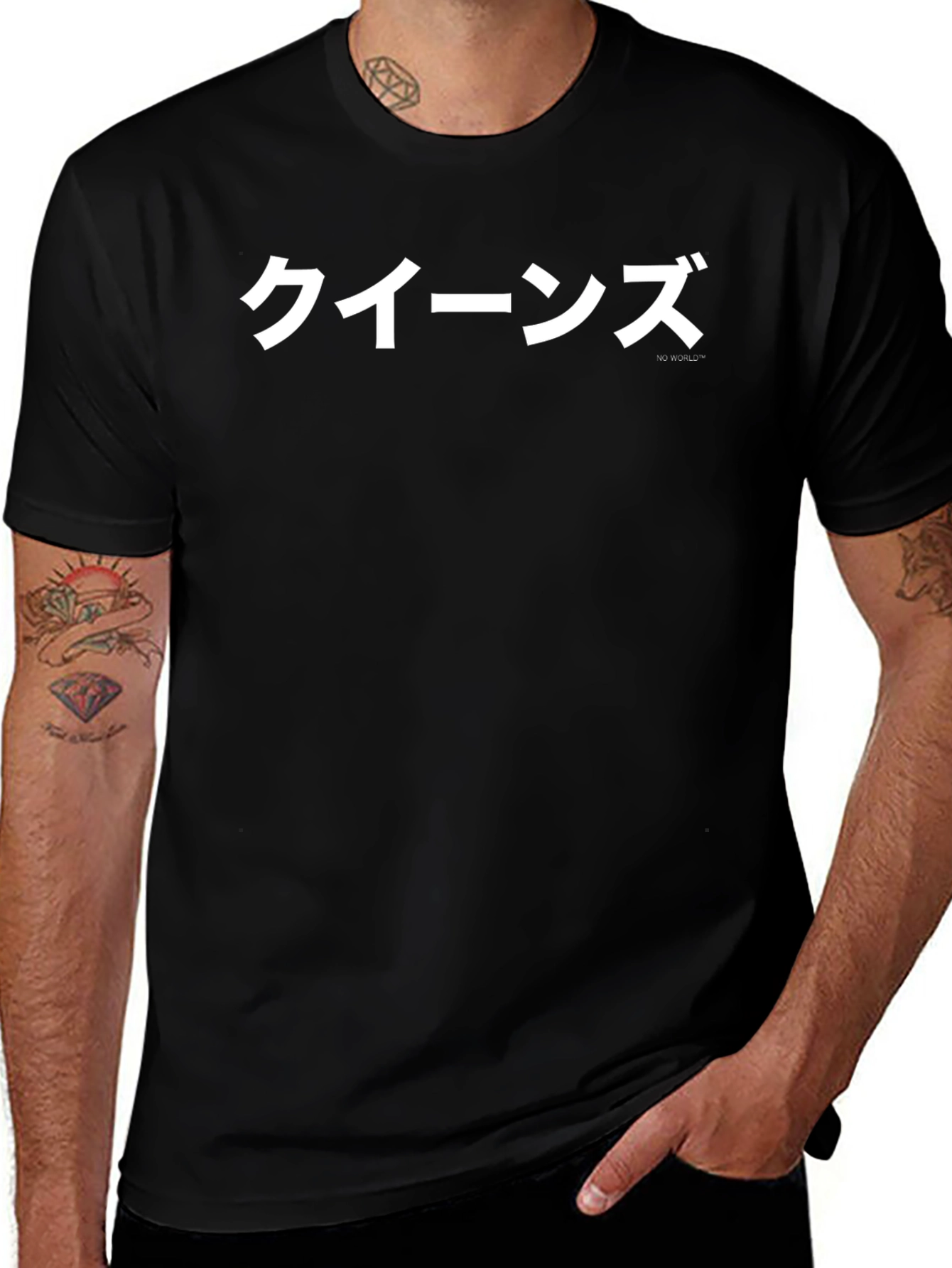 Queens Japanese Text Black T-Shirt