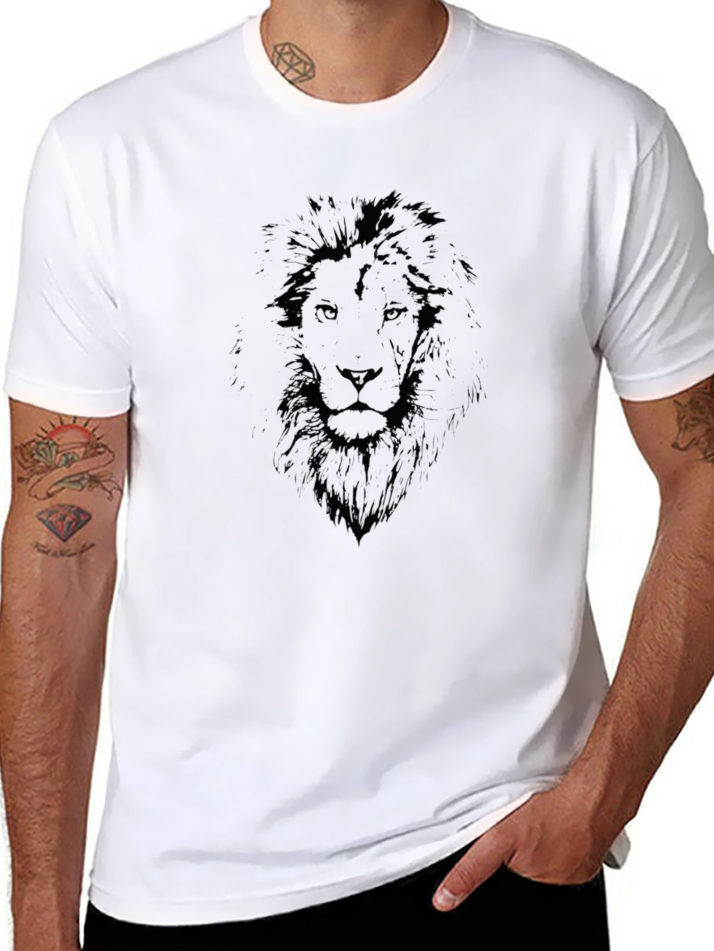 Lion Graphic Black T-Shirt - Mens Casual Wear