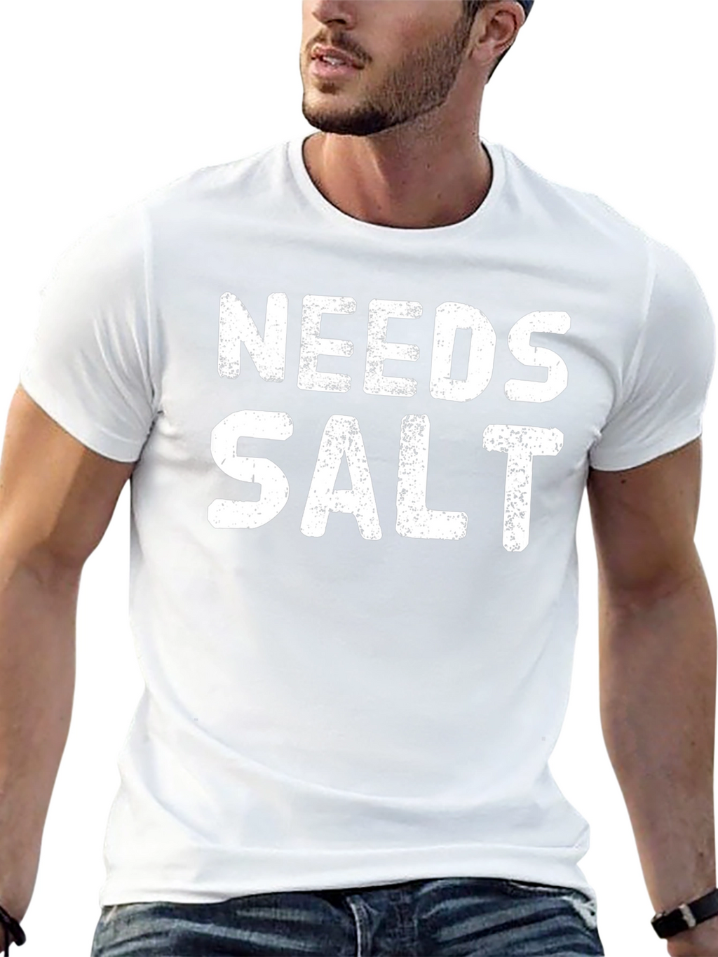 Needs Salt Black T-Shirt Funny Foodie Tee