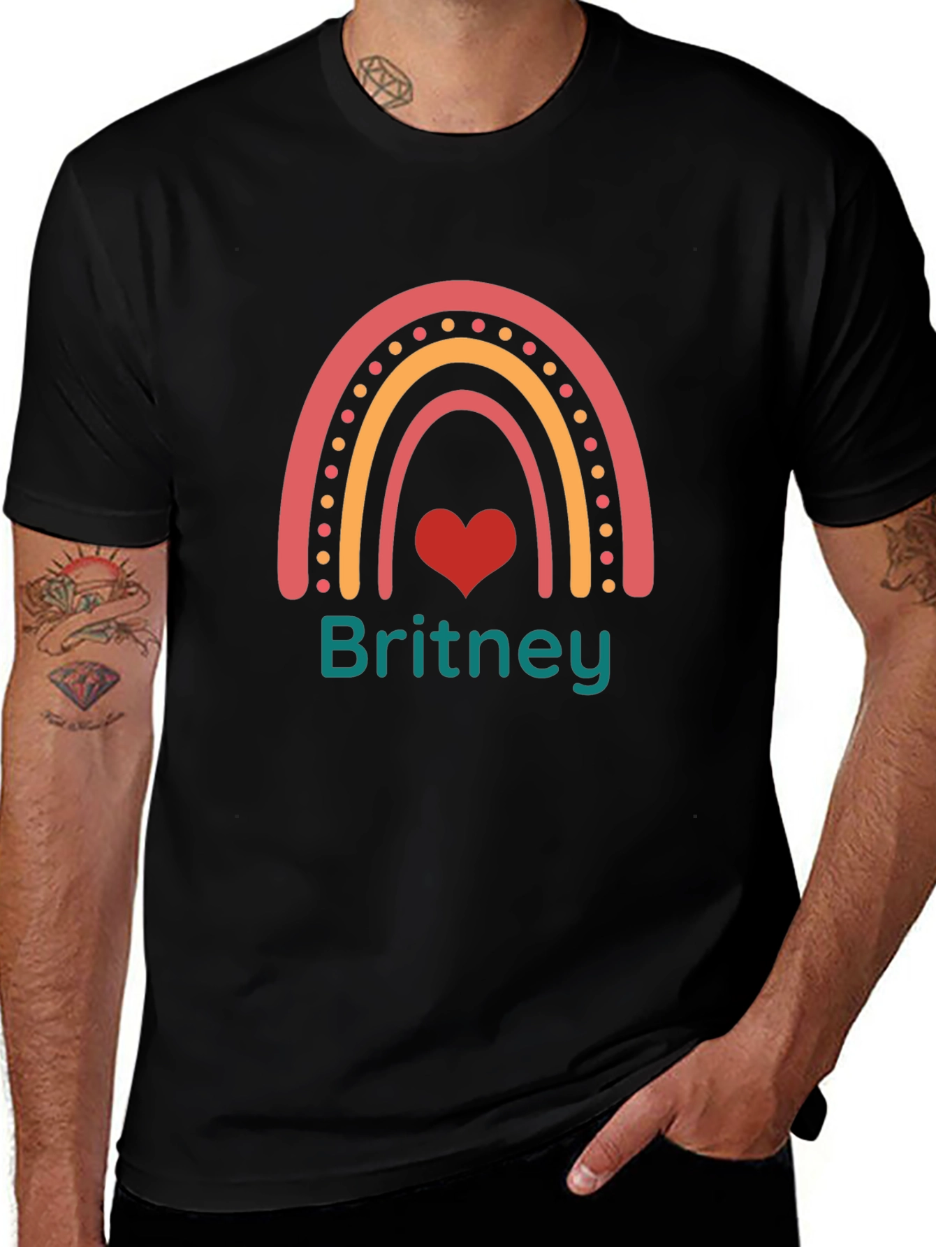 Britney Rainbow Heart Personalized T-Shirt