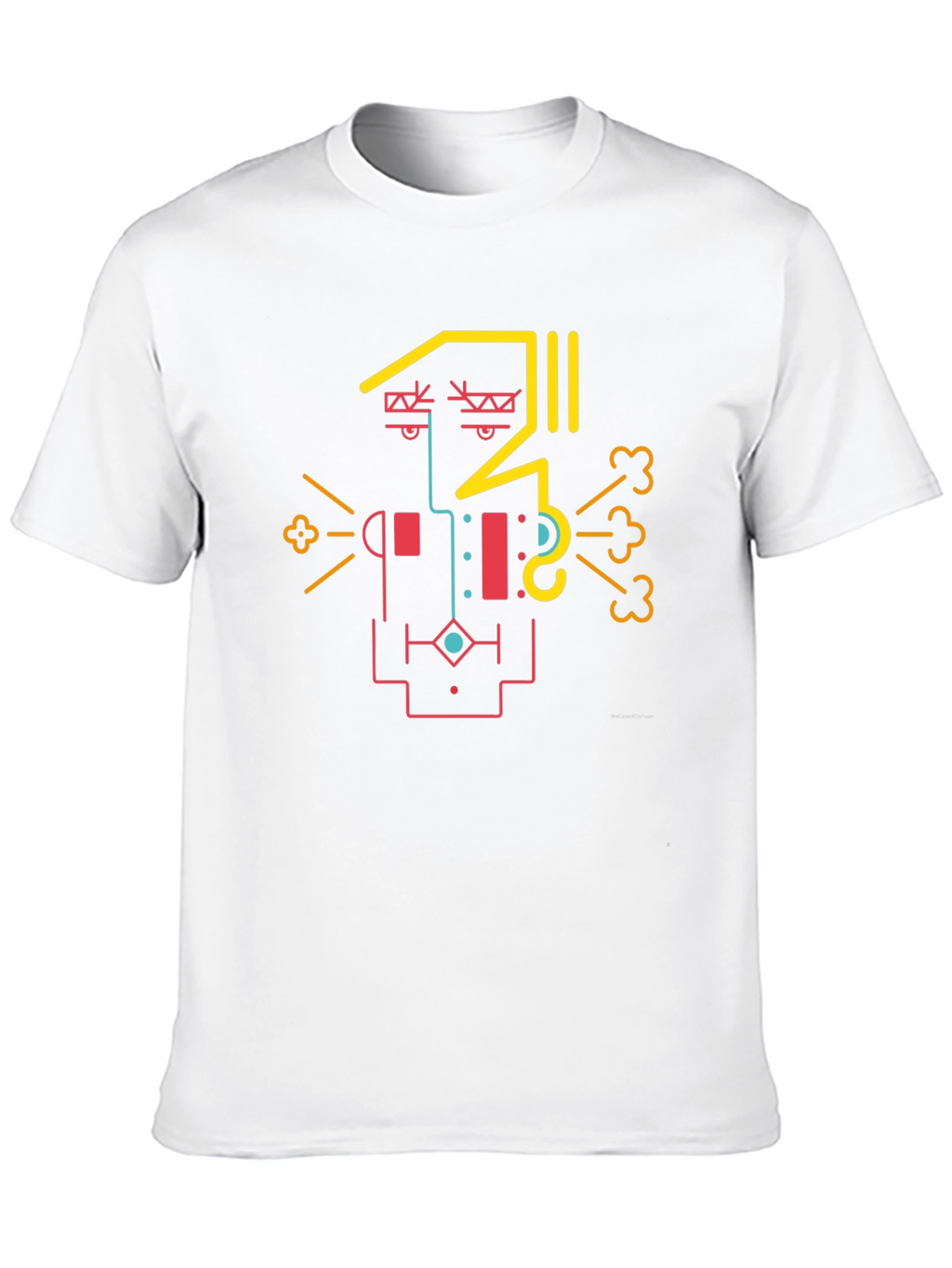 Abstract Geometric Face Graphic Tee - Cool Design Shirt