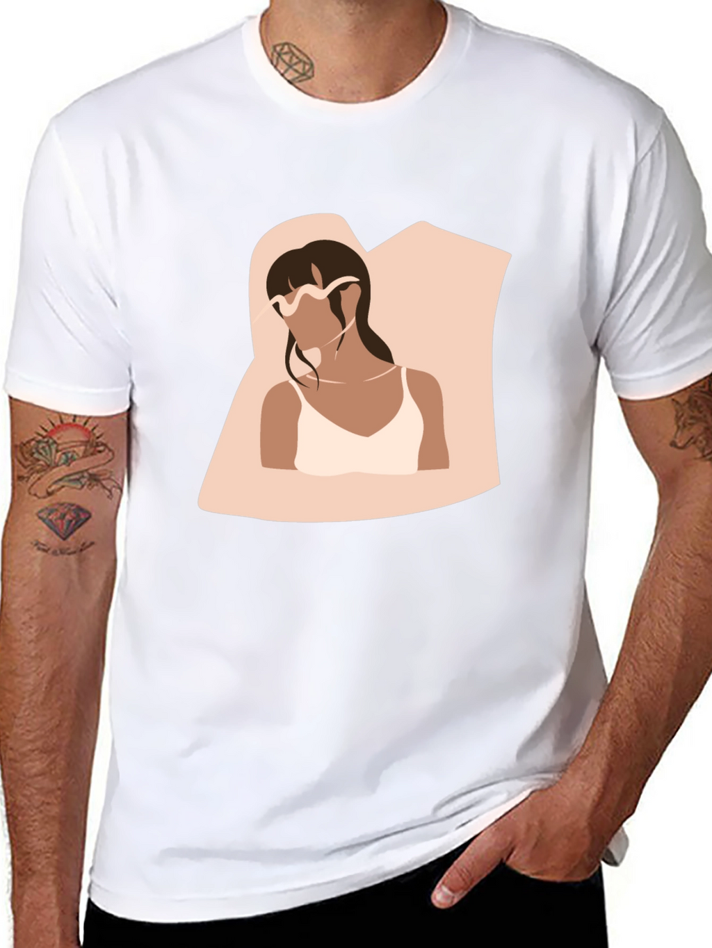 Minimalist Woman Portrait Black T-Shirt