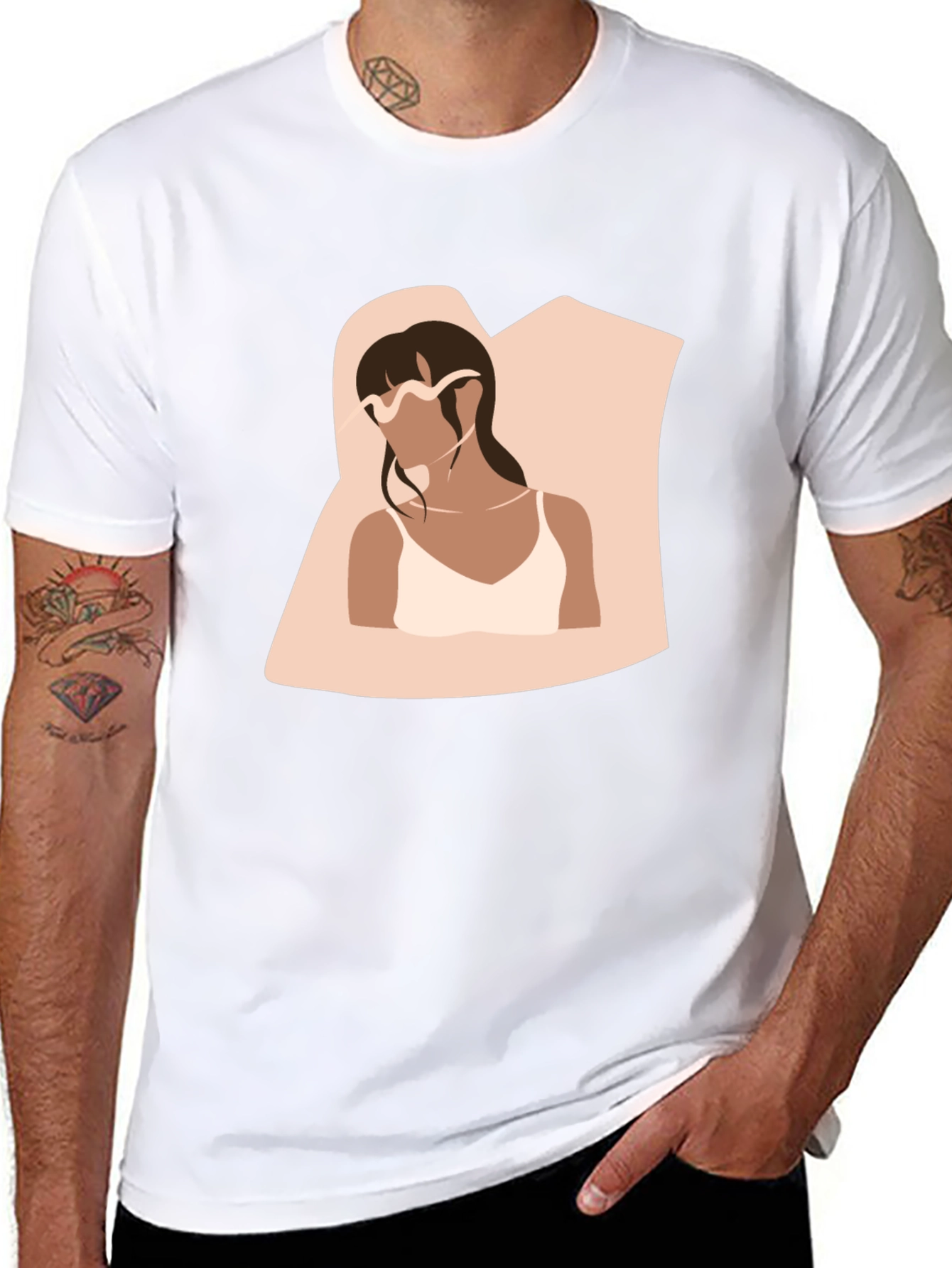 Minimalist Woman Portrait Black T-Shirt