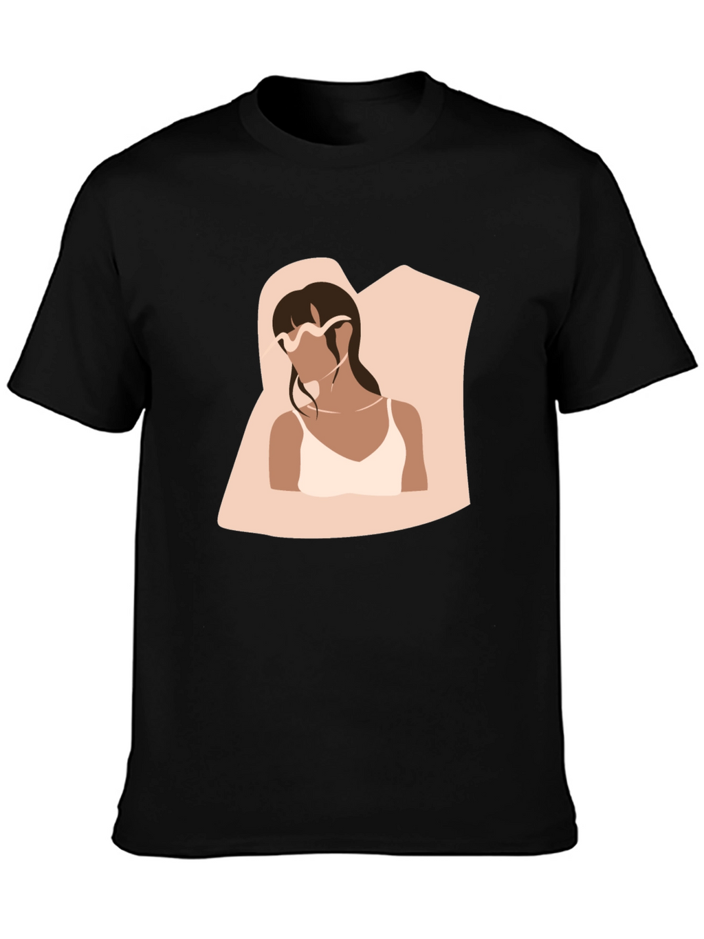 Minimalist Woman Portrait Black T-Shirt