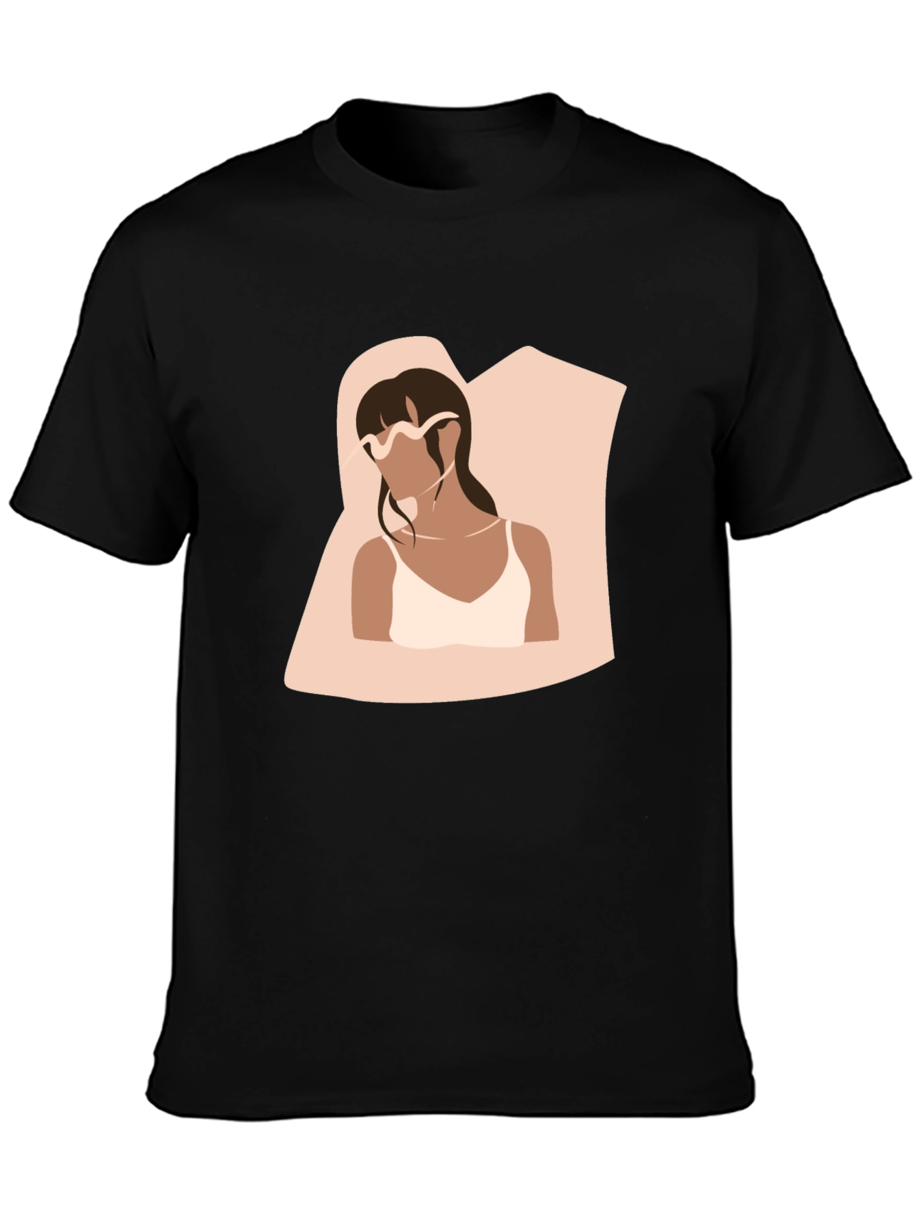 Minimalist Woman Portrait Black T-Shirt