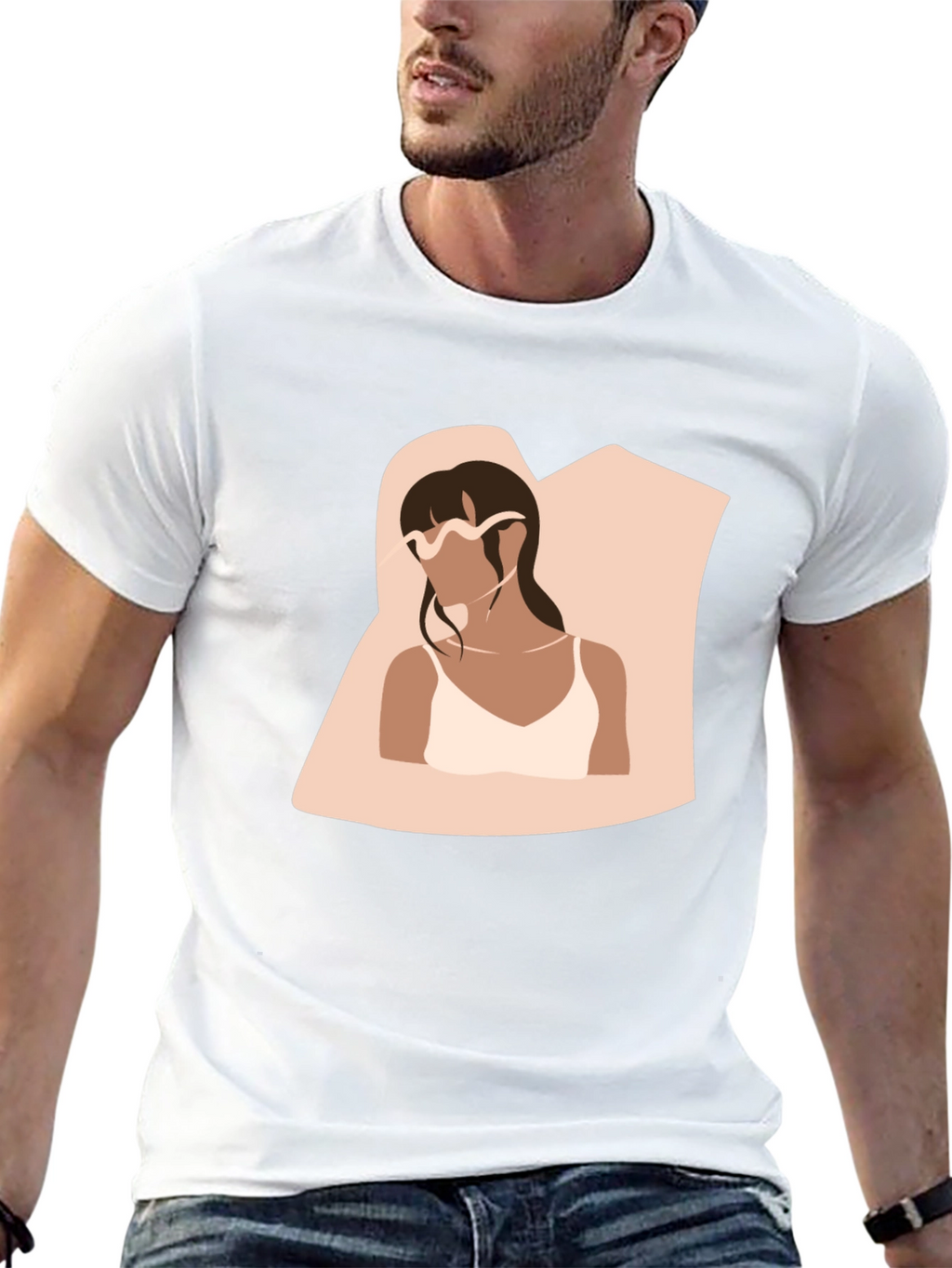 Minimalist Woman Portrait Black T-Shirt