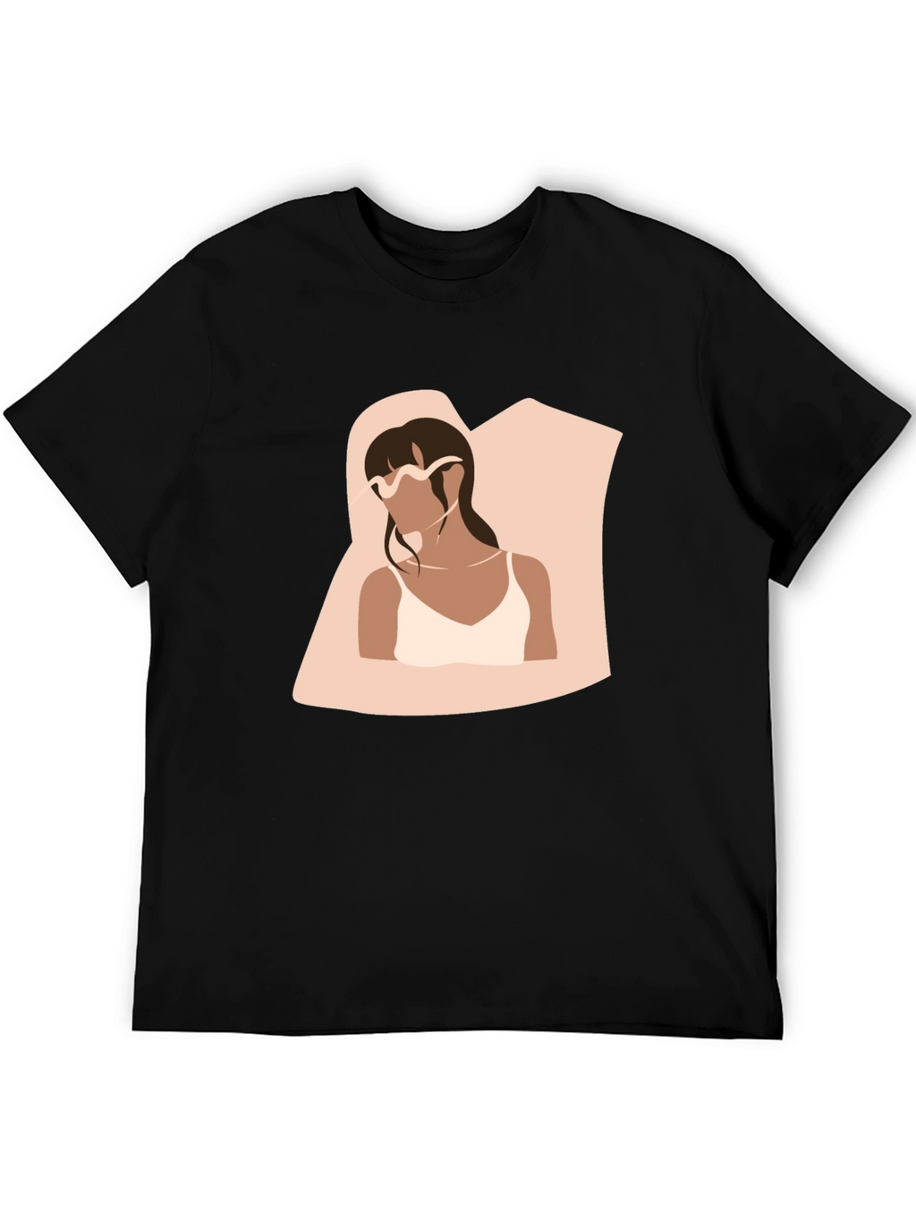 Minimalist Woman Portrait Black T-Shirt