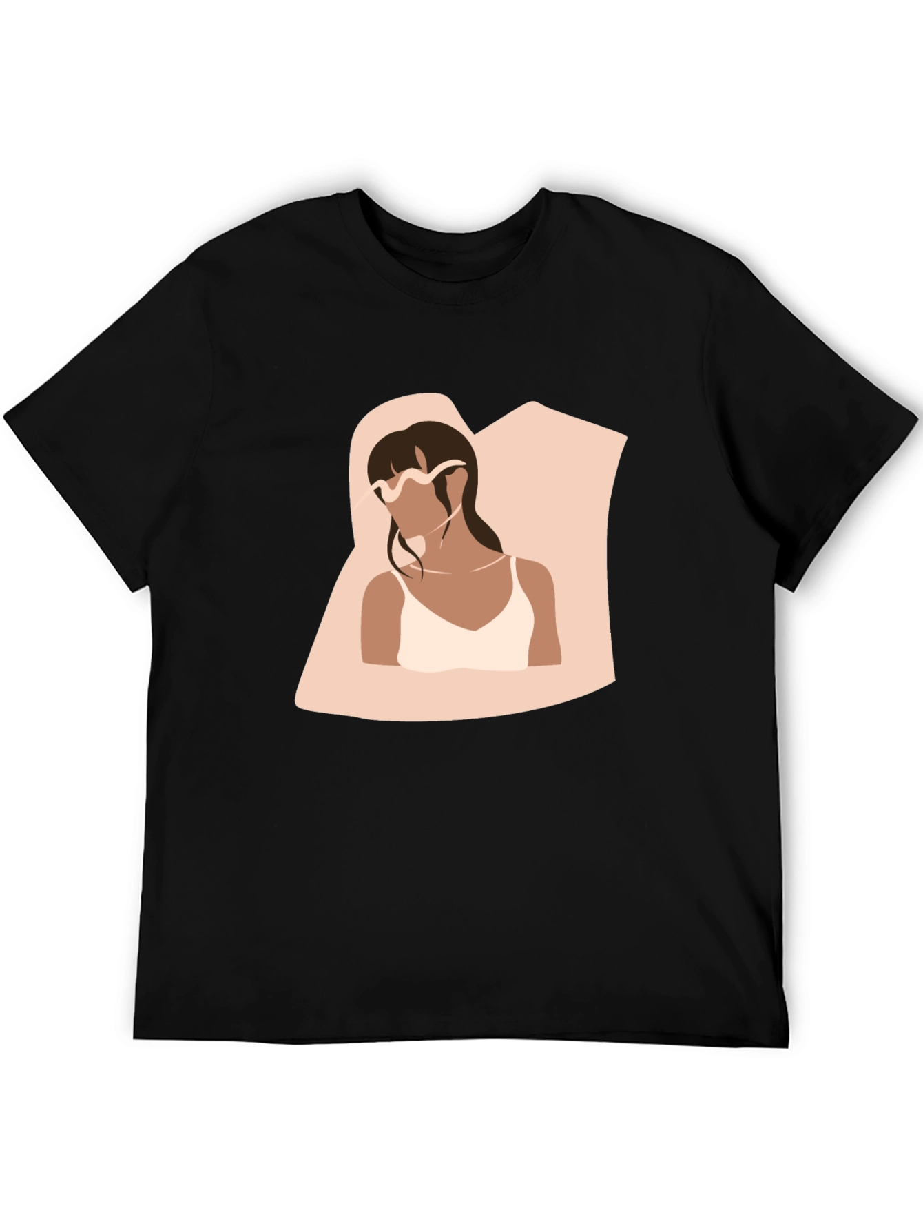 Minimalist Woman Portrait Black T-Shirt
