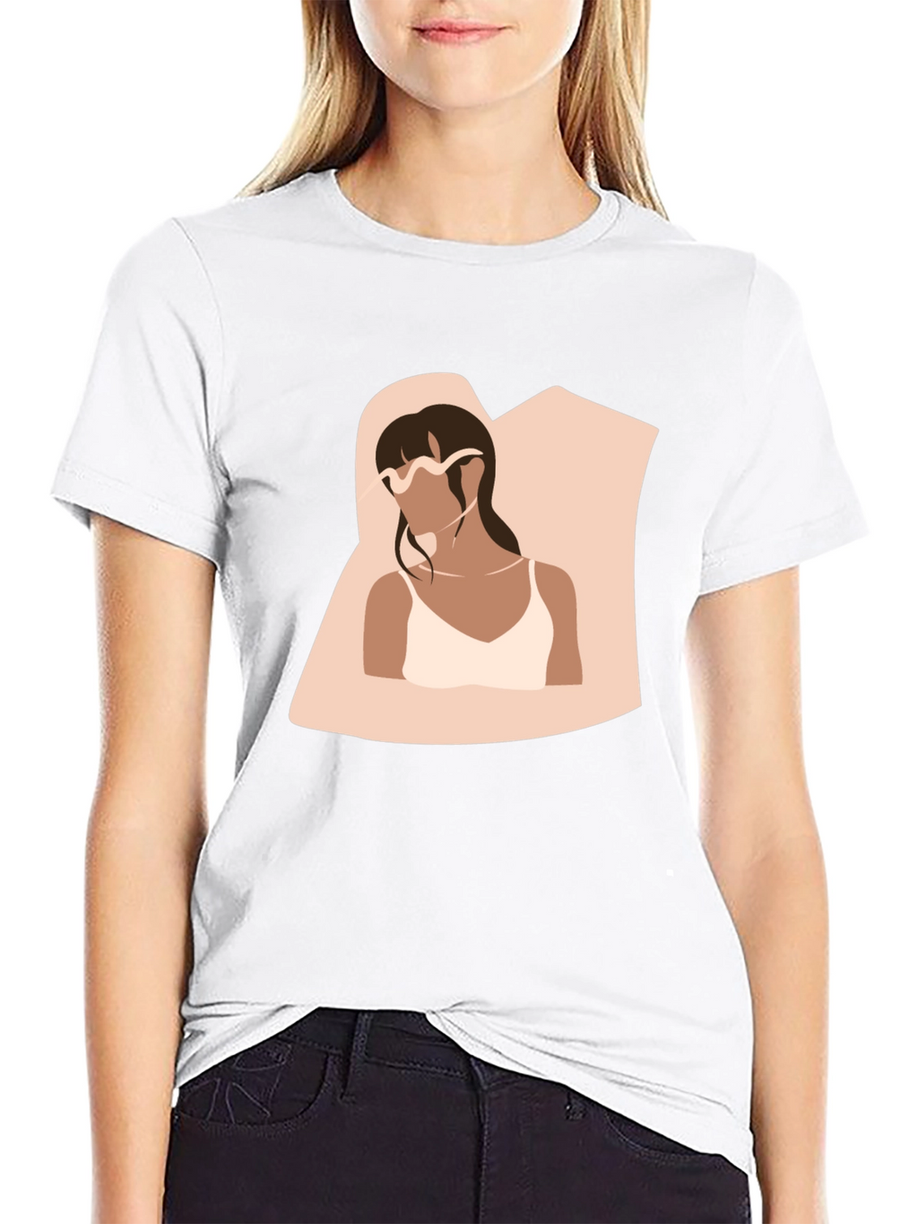 Minimalist Woman Portrait Black T-Shirt