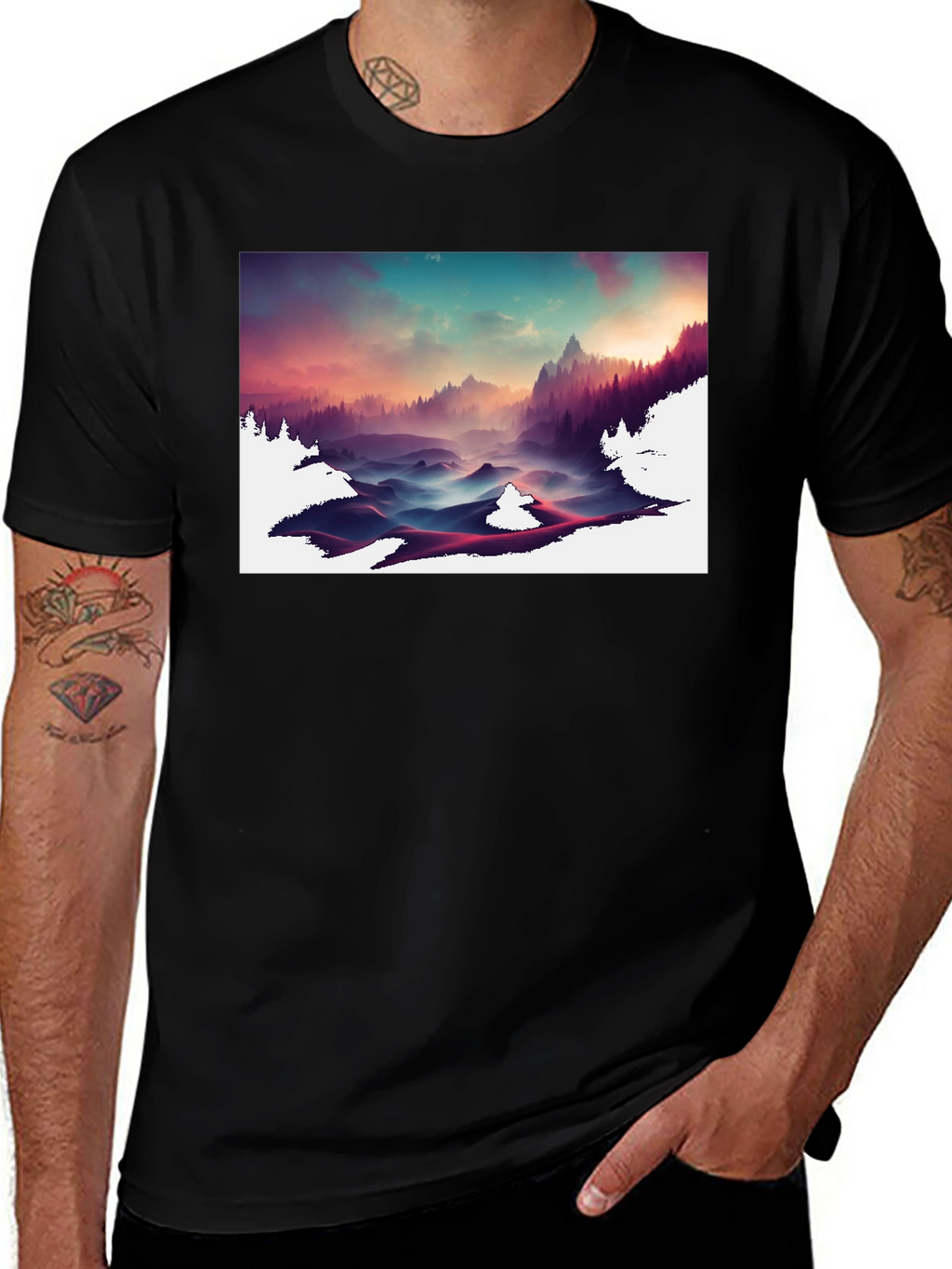 Mountain Vista Graphic Tee - Soft Black Cotton