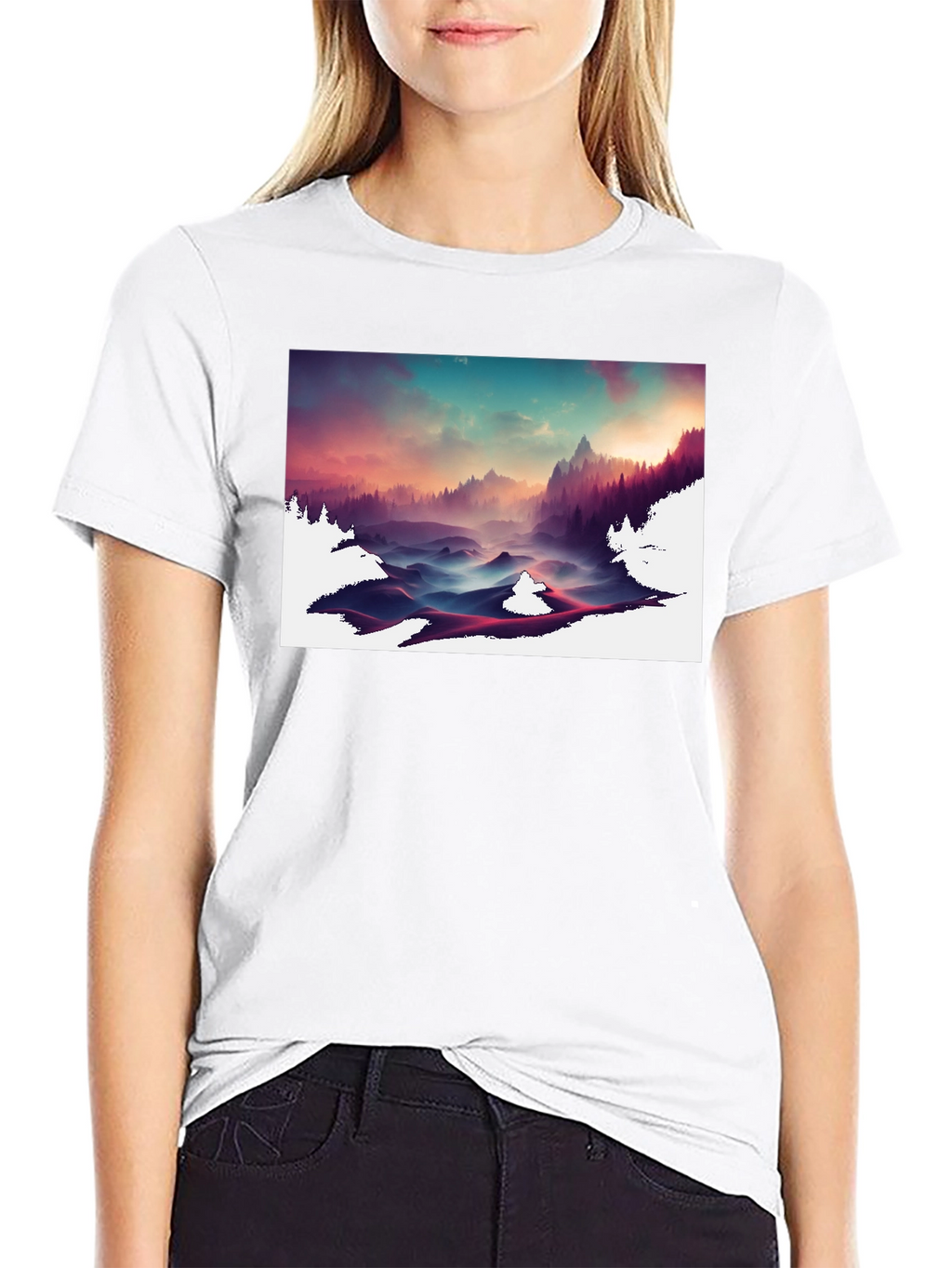 Mountain Vista Graphic Tee - Soft Black Cotton