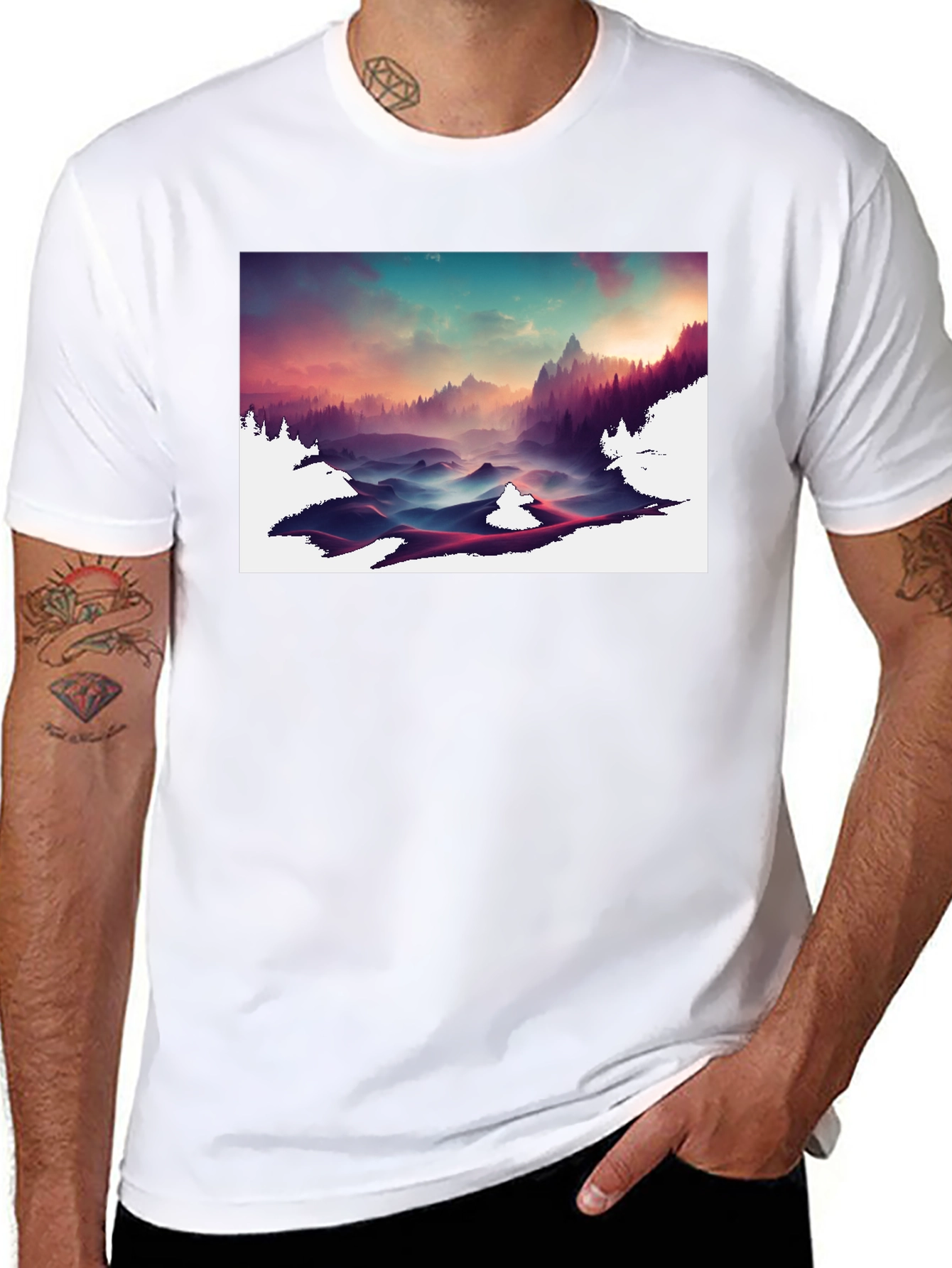 Mountain Vista Graphic Tee - Soft Black Cotton
