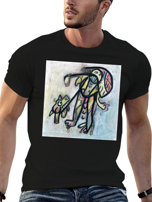 Abstract Art Graphic Tee - Stylish Black T-Shirt