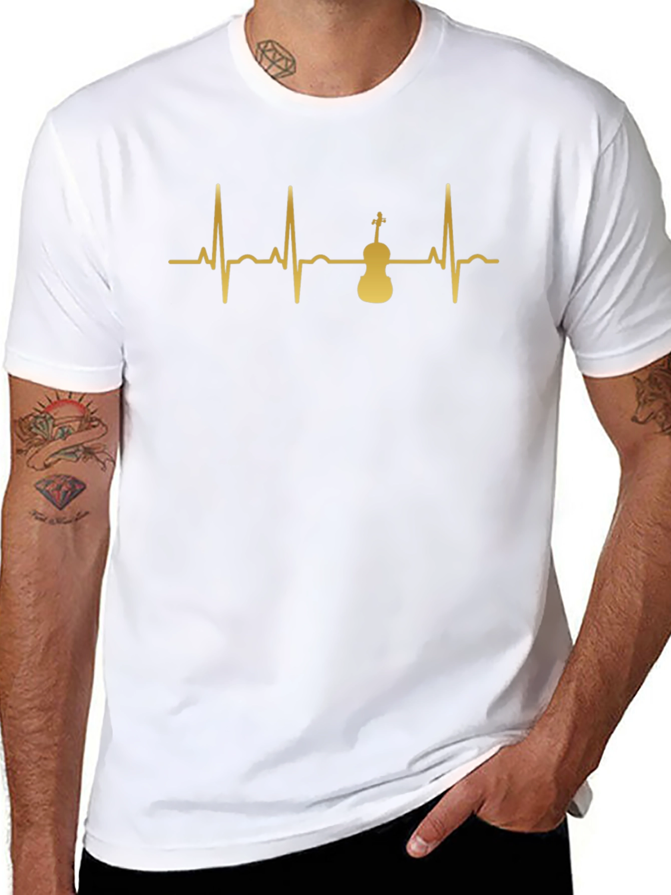 Violin Heartbeat Graphic Tee - Musicians Black T-Shirt