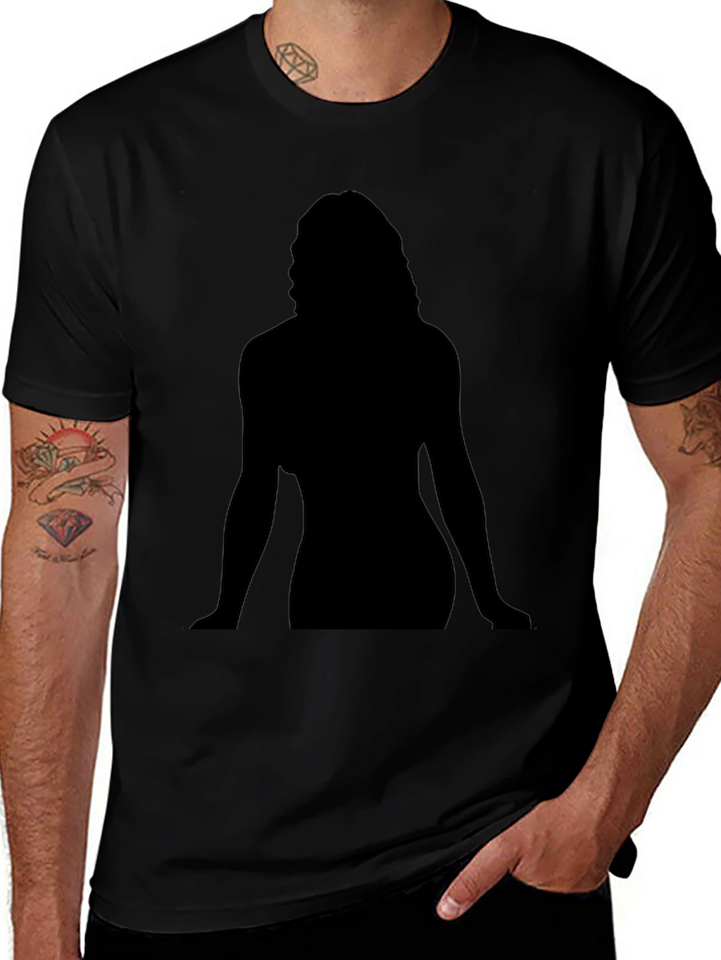 Silhouette Graphic Tee - Black Cotton Casual Shirt