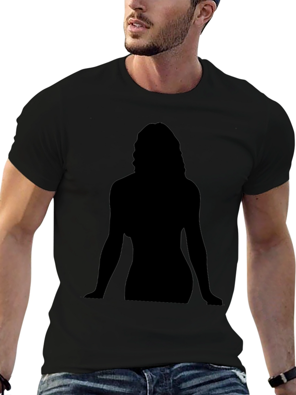 Silhouette Graphic Tee - Black Cotton Casual Shirt